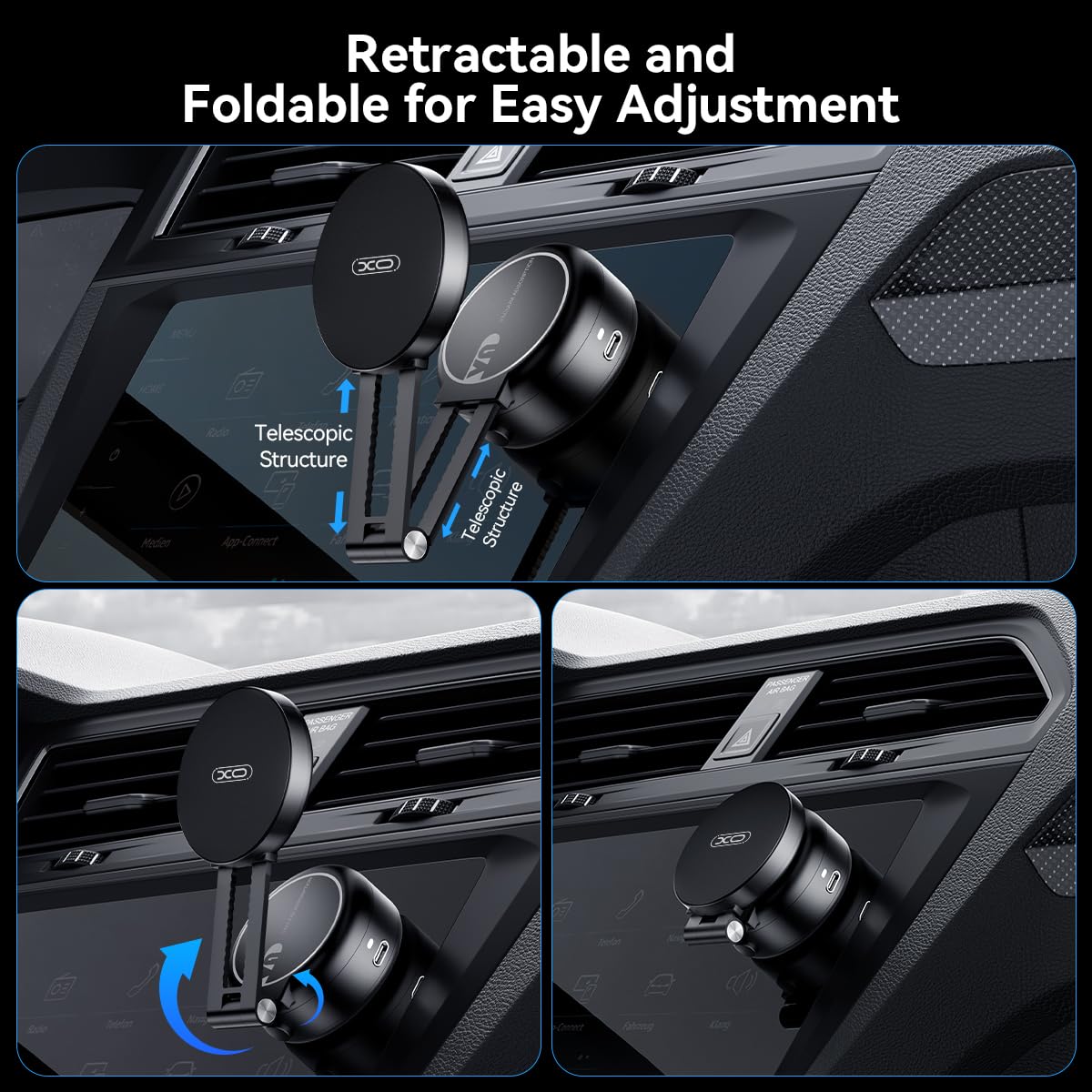 Xo Simple Is Beauty Electric Vacuum Magnetic Suction Phone Holder,Adjustable And Foldable Car Mount,Strong Magnetic Car Phone Holder For Iphone16/15/14/13/12,For Shower/Car/Mirror/Smooth Surfaces(Not Charging Phone)