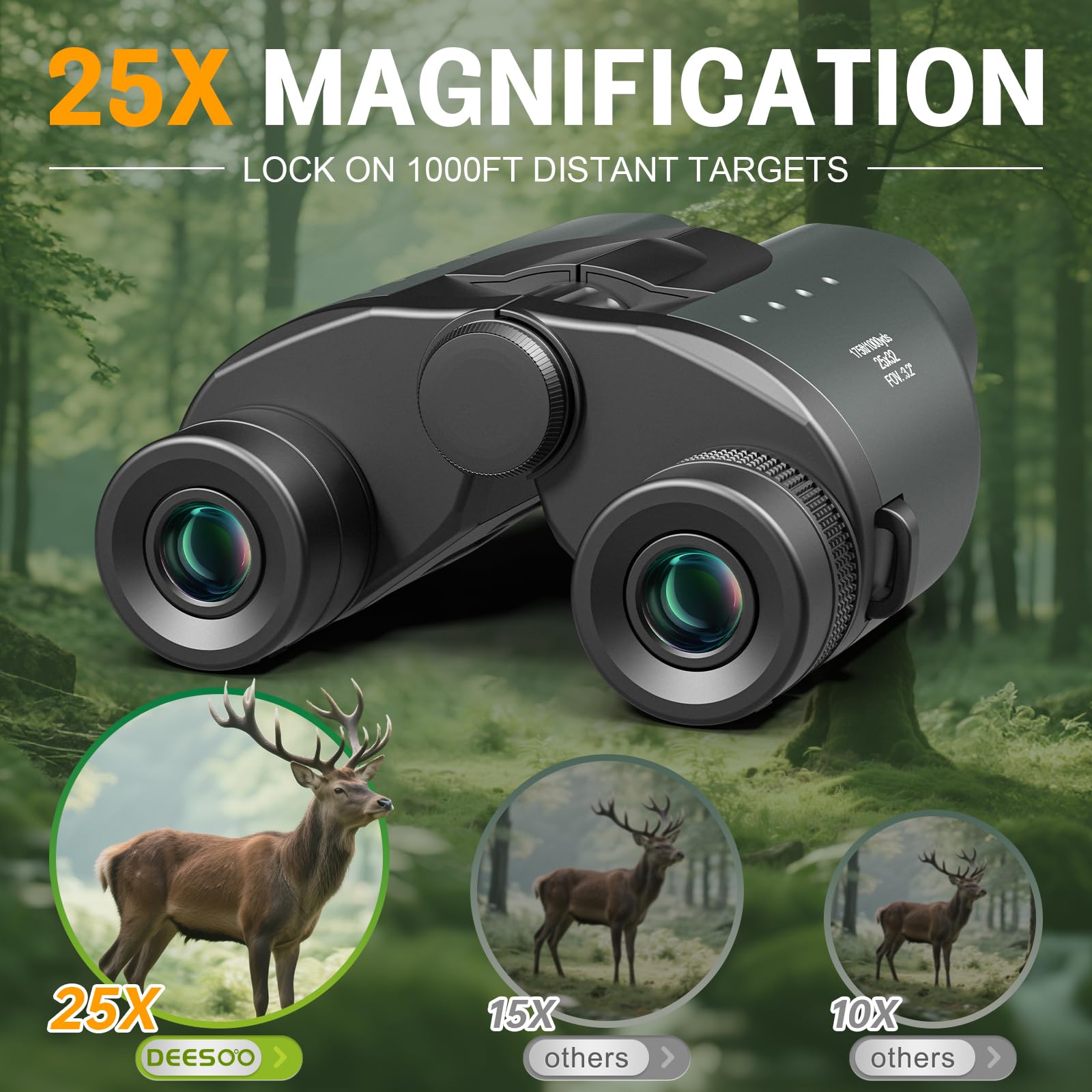Deesoo 25X32 Binoculars For Adults Kids Compact - High Powered Bird Watching Binoculars Lightweight With Small Size For Hunting Traveling Sports Hiking