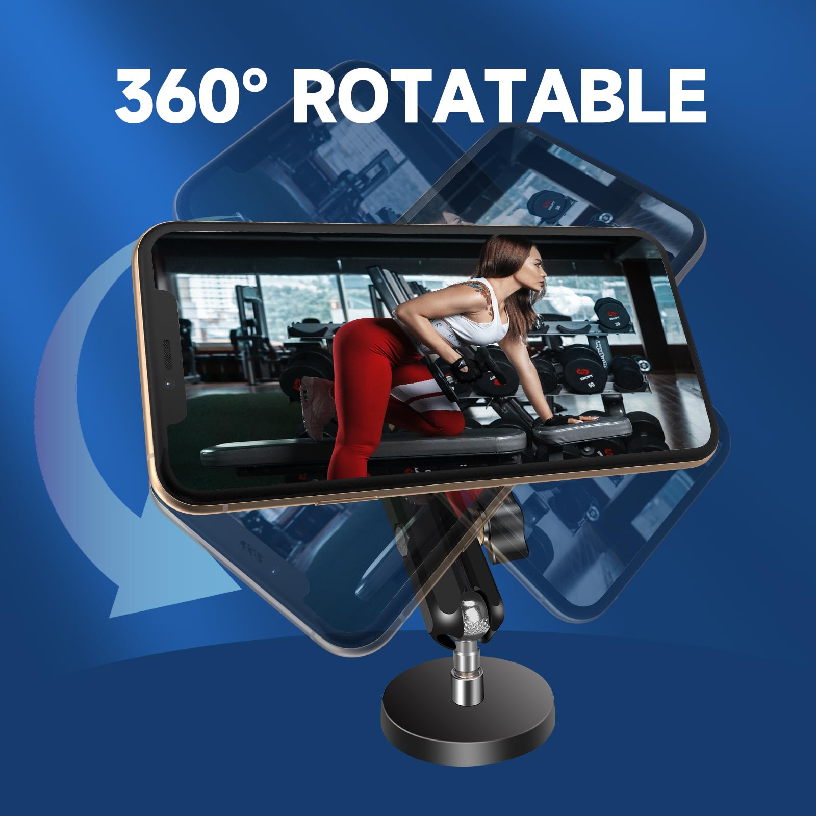 Jolliq Gym Magnetic Phone Holder Attach To Metal Surface, All Metal Dual Magnet Phone Mount For Gym, Compatible With All Iphone & Android, 360 Adjustable, Perfect For Recording Video (1.69In 25Lbs)