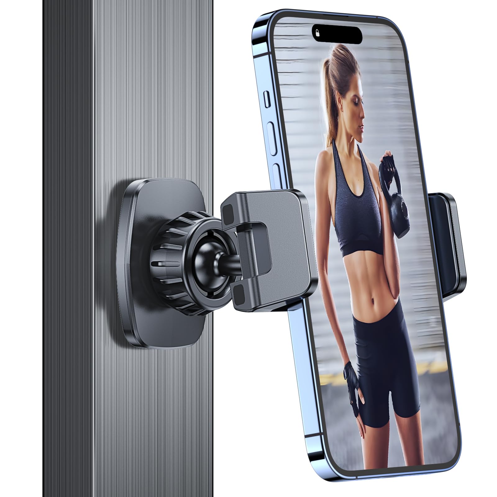 Coolpow Magnetic Phone Holder For Gym【Strong Magnets】 Gym Magnetic Phone Holder Attach To Metal Surface, Cell Phone Automobile Cradles Gym Accessories For Men Women Essentials For All Smartphones 4.7-7"