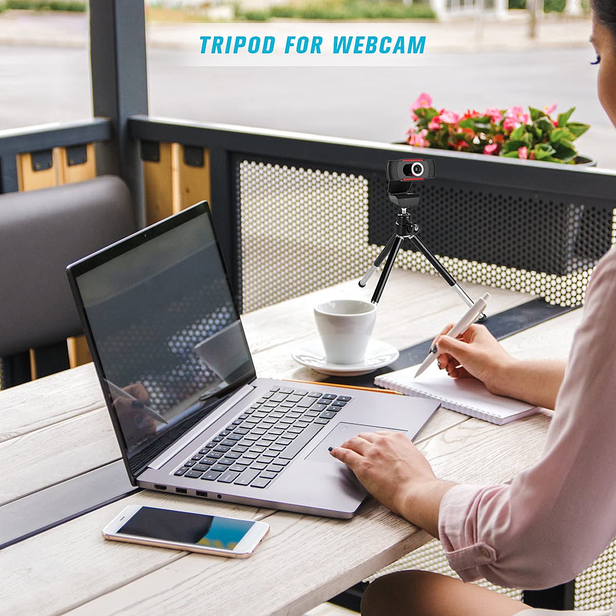 Tigayan Mini Tripod For Phone And Webcam, Metal Extendable Stand With Phone Holder, Black