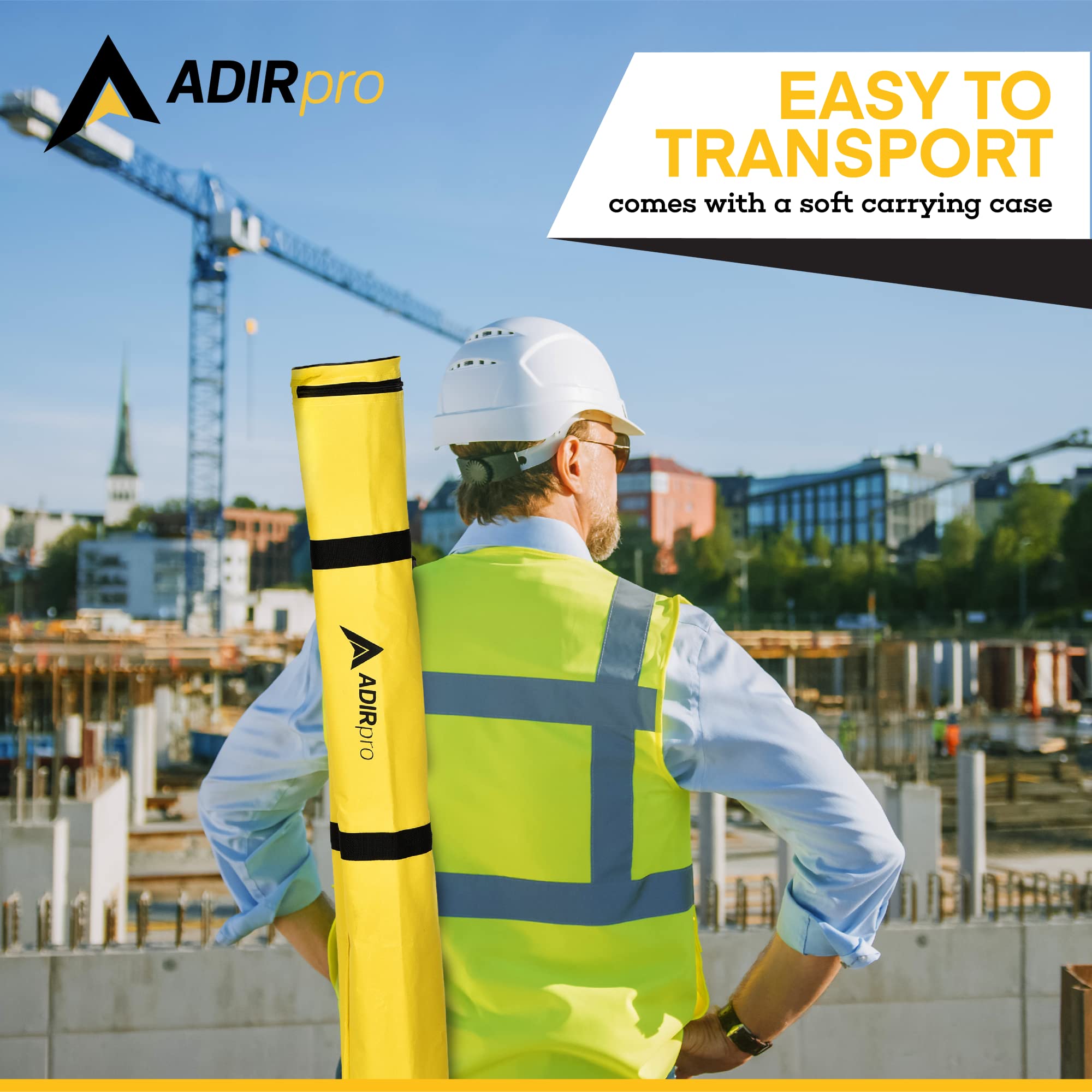 Adirpro Prism Pole Tripod – Aluminum Range Pole Tripod – Use For Survey Pole, Rover Rod, Gps Pole – Gnss Rtk Rod Stand - Survey Equipment For Total Station Surveying (Fluorescent Green)