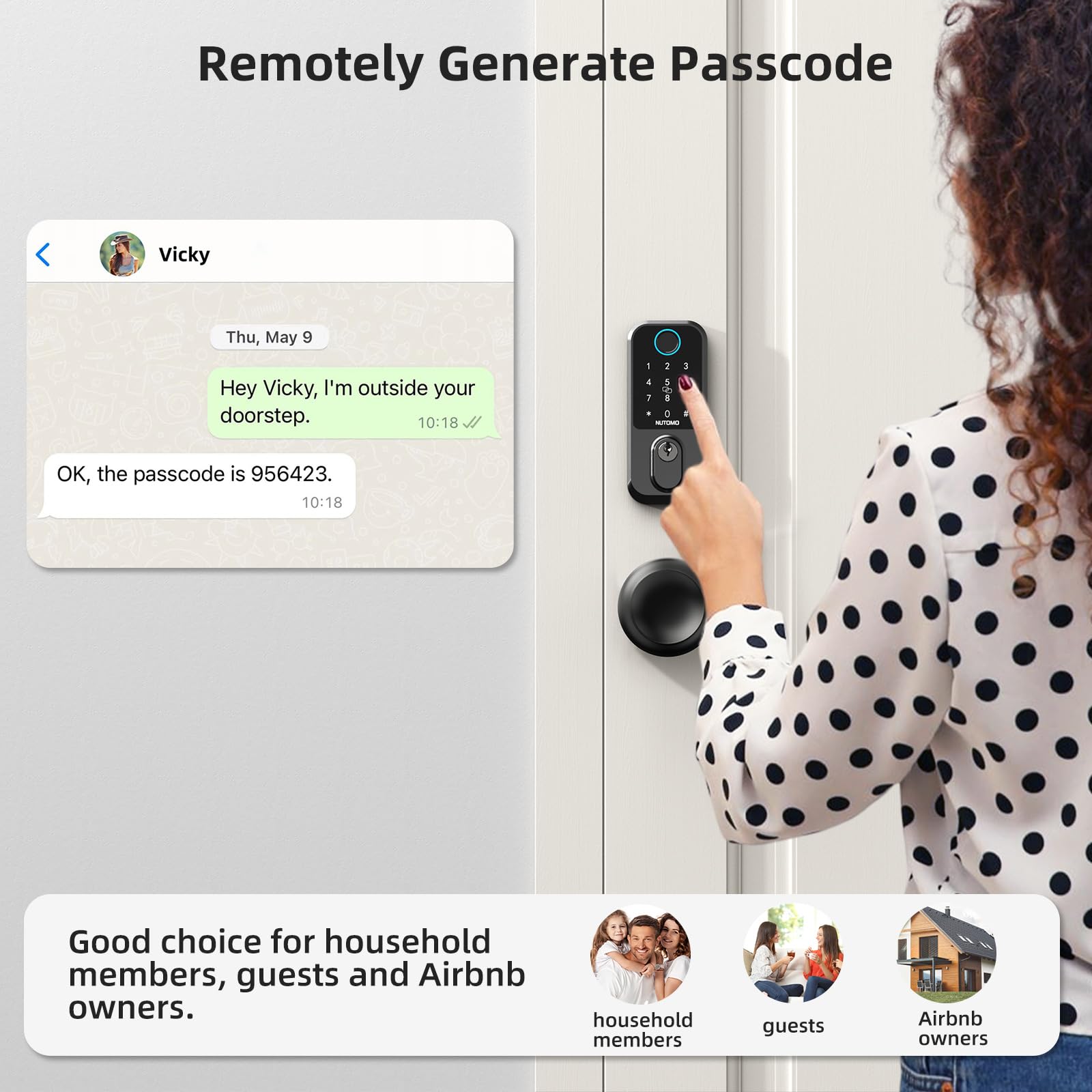 Nutomo Keyless Entry Door Lock With Knob: Front Door Lock Set Fingerprint Deadbolt Alexa Digital Keypad Door Locks App Remote Control Auto Lock Black