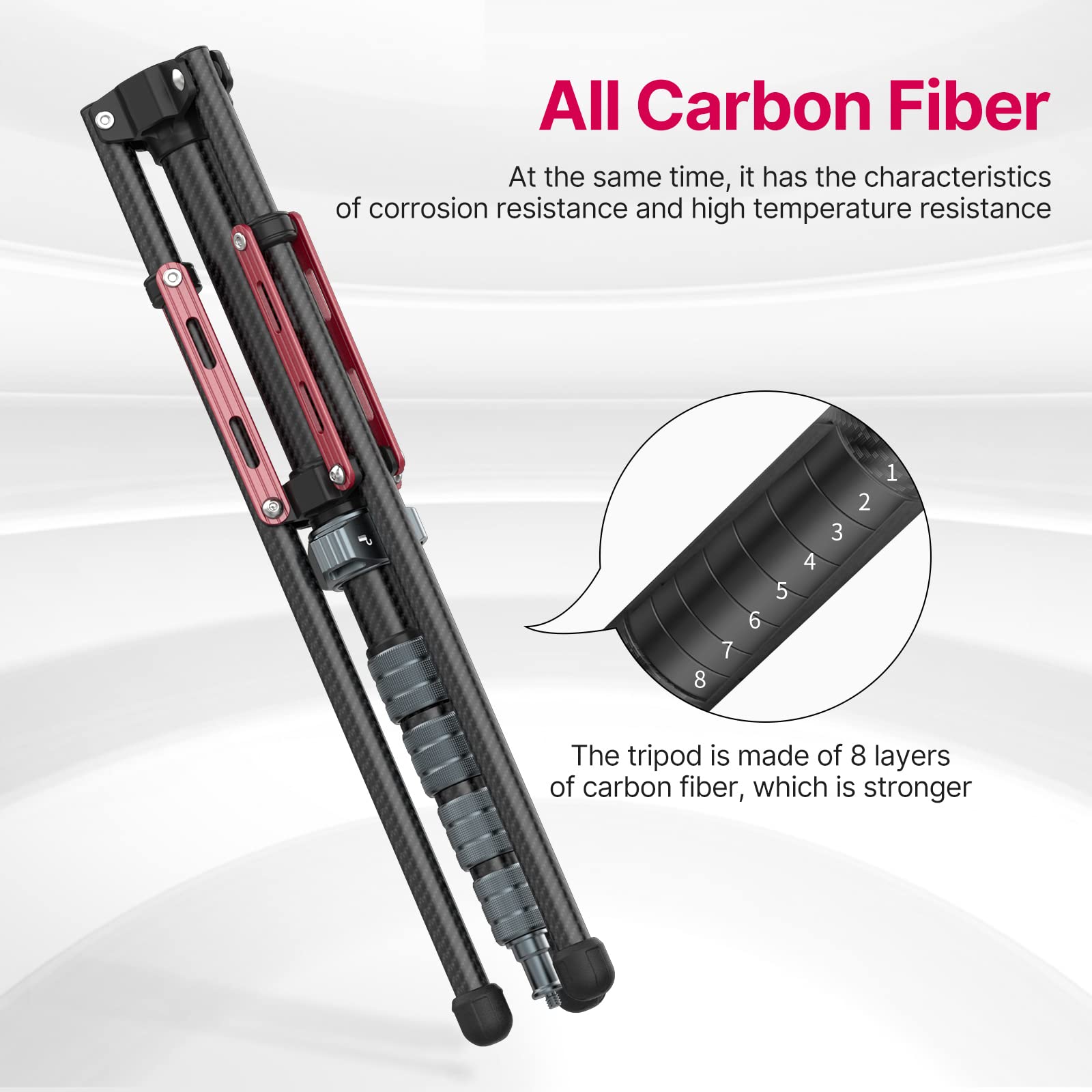 Ulanzi Light Stand Carbon Fiber Mt-49, Adjustable Tripod Stand For Photography With Phone Clip, 194Cm/76.4Inch Studio Sturdy Tripod For Speedlight Flash Softbox Strobe Light Camera With Carrying Bag