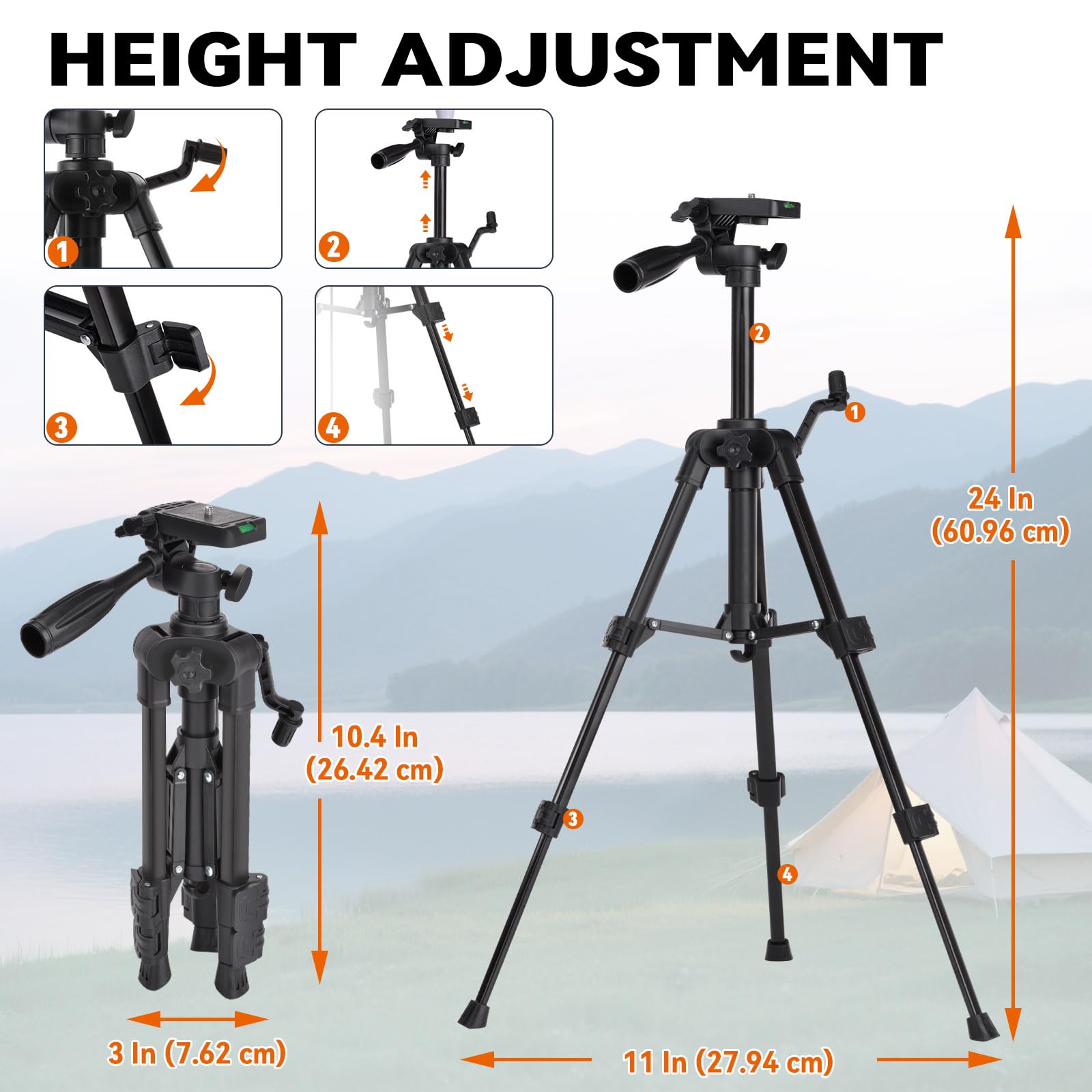 Szsauto Portable Tripod For Starlink Mini, Adjustable Tripod For Starlink Mini Mounting Kits With 1/4 Inch Nut Adapter Mount Compatible With Starlink Mini Satellite Dish -For Outdoor Camping Rv Travel
