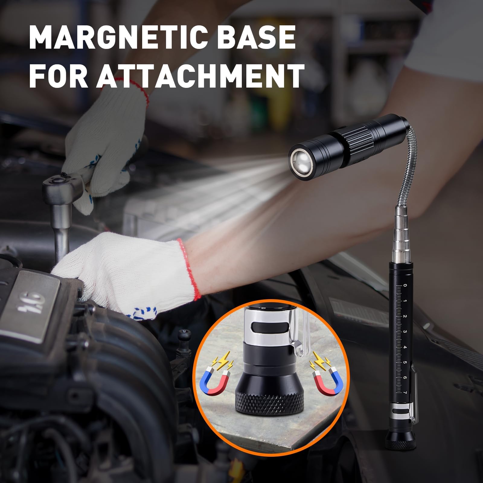 Egifi  For Him, Rechargeable Magnetic Pickup Tool, Telescoping Magnetic Flashlight Pick Up Tool, Cool Gadgets Birthday  For Men, Husband, Boyfriend