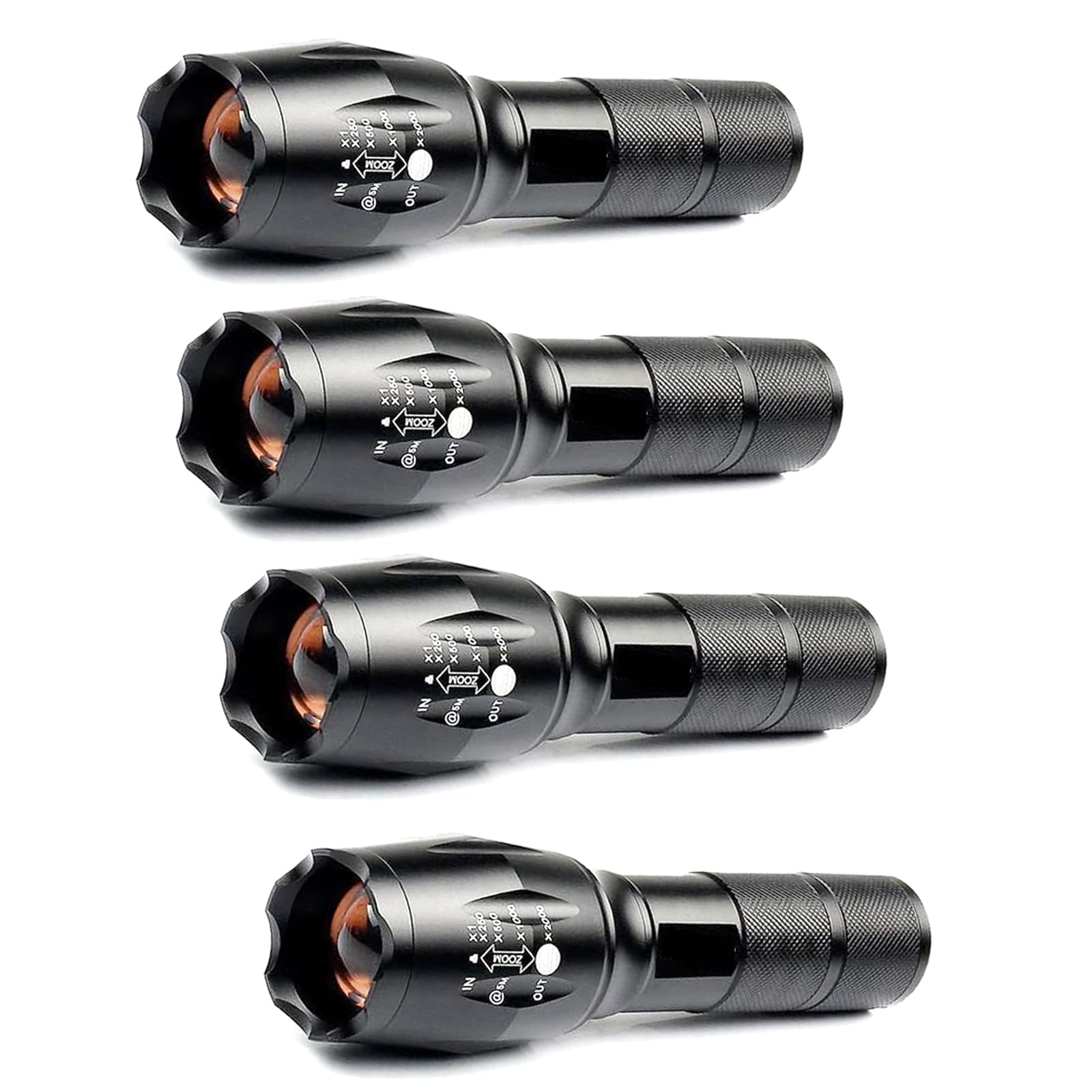 Xysrz Bright Tactical Flashlight 5 Modes Zoomable Portable Edc Flashlight Handheld Flashlight For Camping Hiking Emergency, 4 Pack