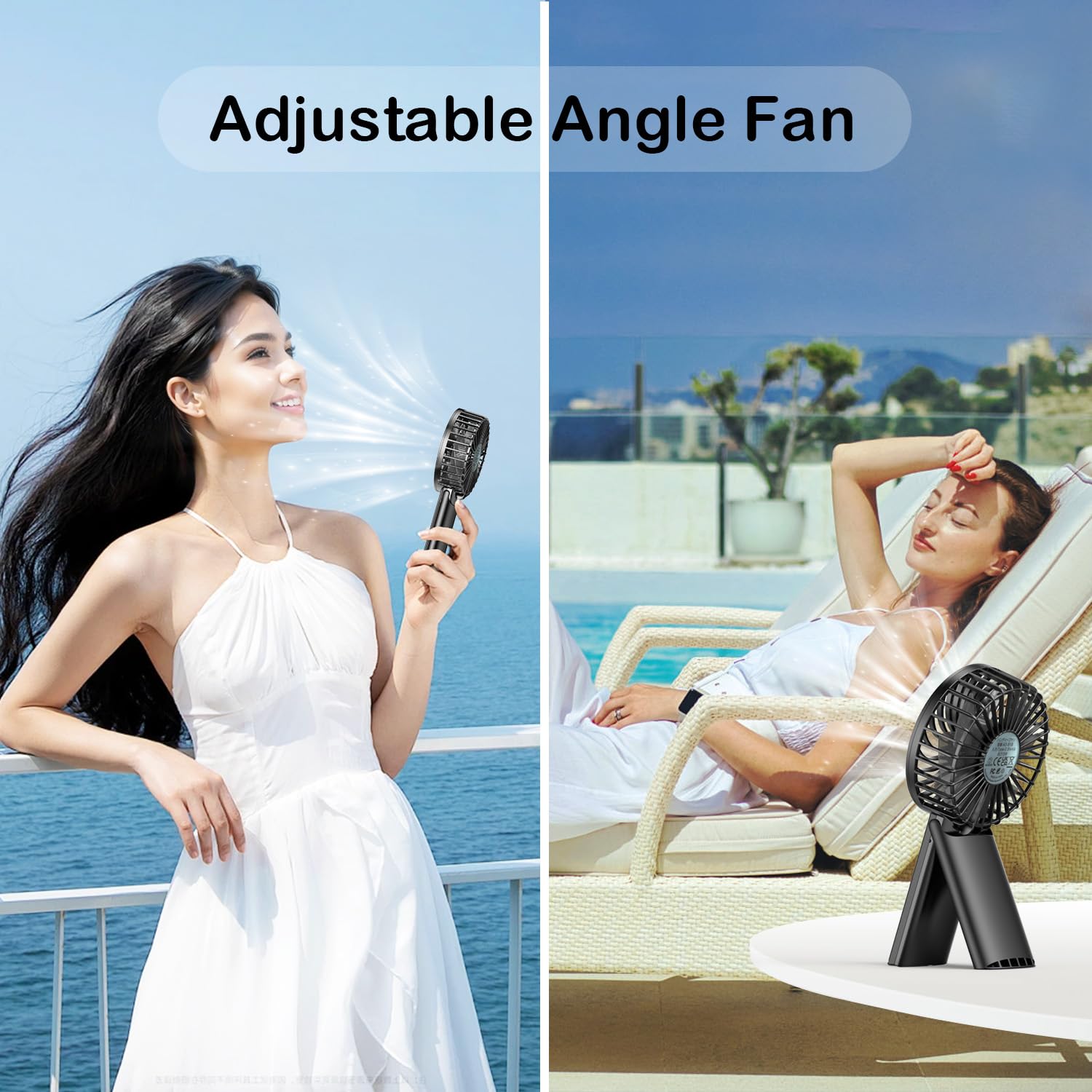 Portable Personal Handheld Rechargeable Fan: Mini Hand Held Fan 4 Speeds Cool Air Wind 6-15Hrs Work