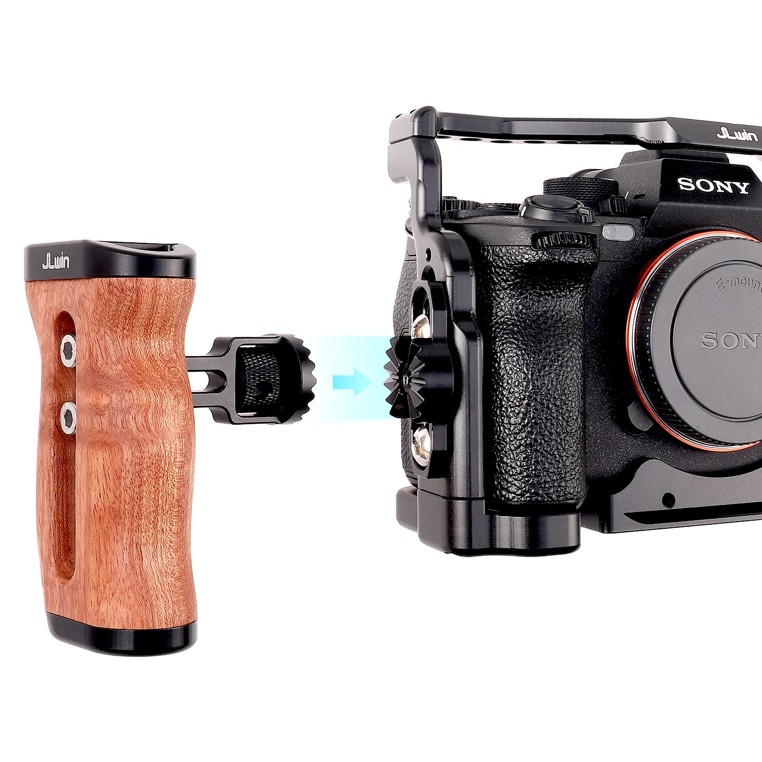 Jlwin Wooden Side Handle With Quick Release Rosette Mount For Dslr Camera Cage