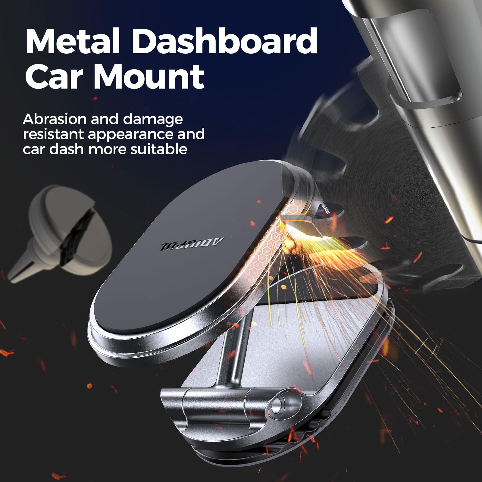 Adiupul Magnetic Phone Holder For Car Metal  6X Magnets Phone Mount Double 360° Rotation Super Sticker Phone Holder Car Mount Easy Install Suitable For Dashboard Screens Compatible With All Phone Black