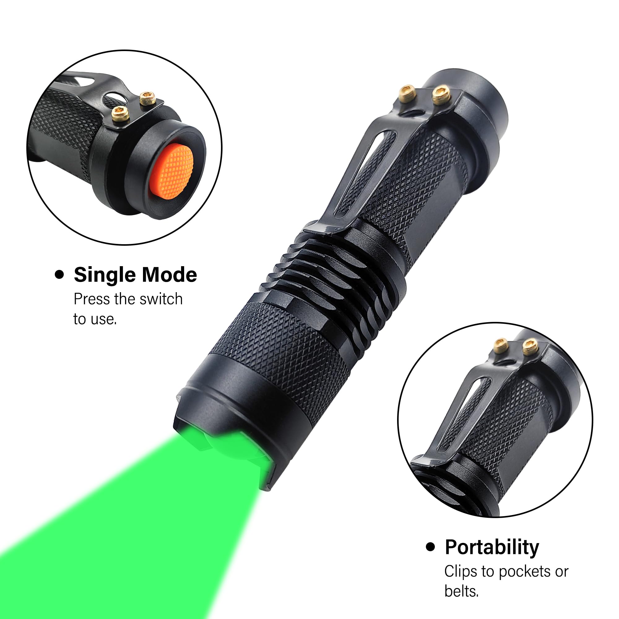 Xinfeibei Green Led Flashlight, Single Mode Mini Green Flashlight, Hunting Light 1 Mode Green Flashlight For Night Watch Outdoor Adventures (1)
