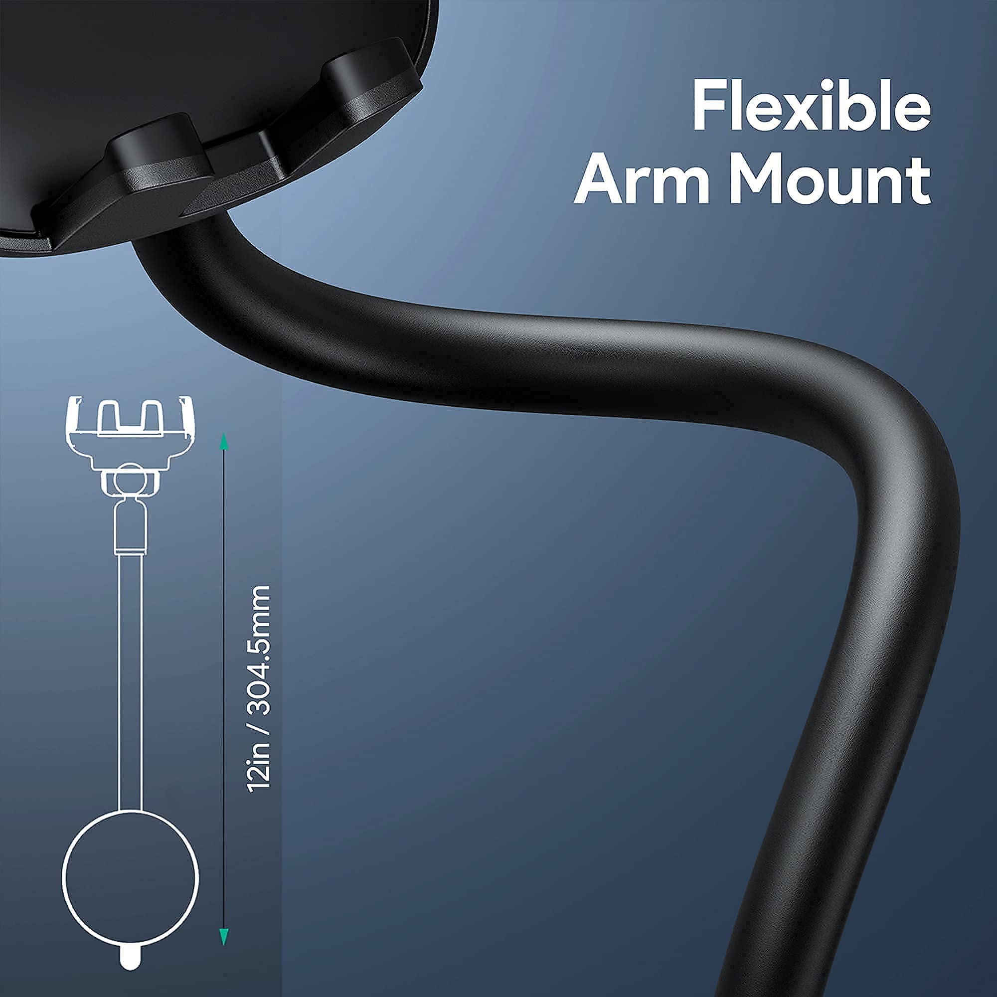 Qifutan Cell Phone Holder For Car Phone Mount Long Arm Dashboard Windshield Car Phone Holder Anti-Shake Stabilizer Phone Car Holder Compatible With All Phone Android Smartphone, Black