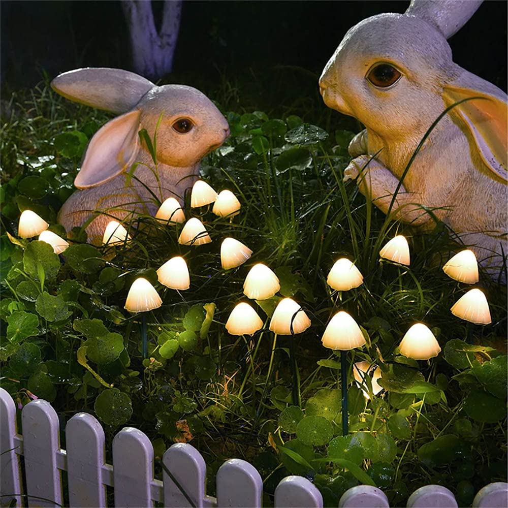 Yoyojames Solar Outdoor Decorative Mini-Mushroom Lights - Set Of Warm White 8 Modes,Solar String Lights For Garden, Backyard, Lawn, Party, Christmas (White)