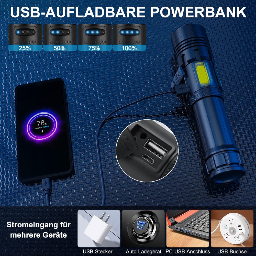 Inhdbox Rechargeable Led Flashlight High Lumens, 120000 Lumen Xhp70.2 Super Bright Handheld Tactical Flashlight, Zoomable, Ipx6 Waterproof, 7 Modes For Camping Emergency