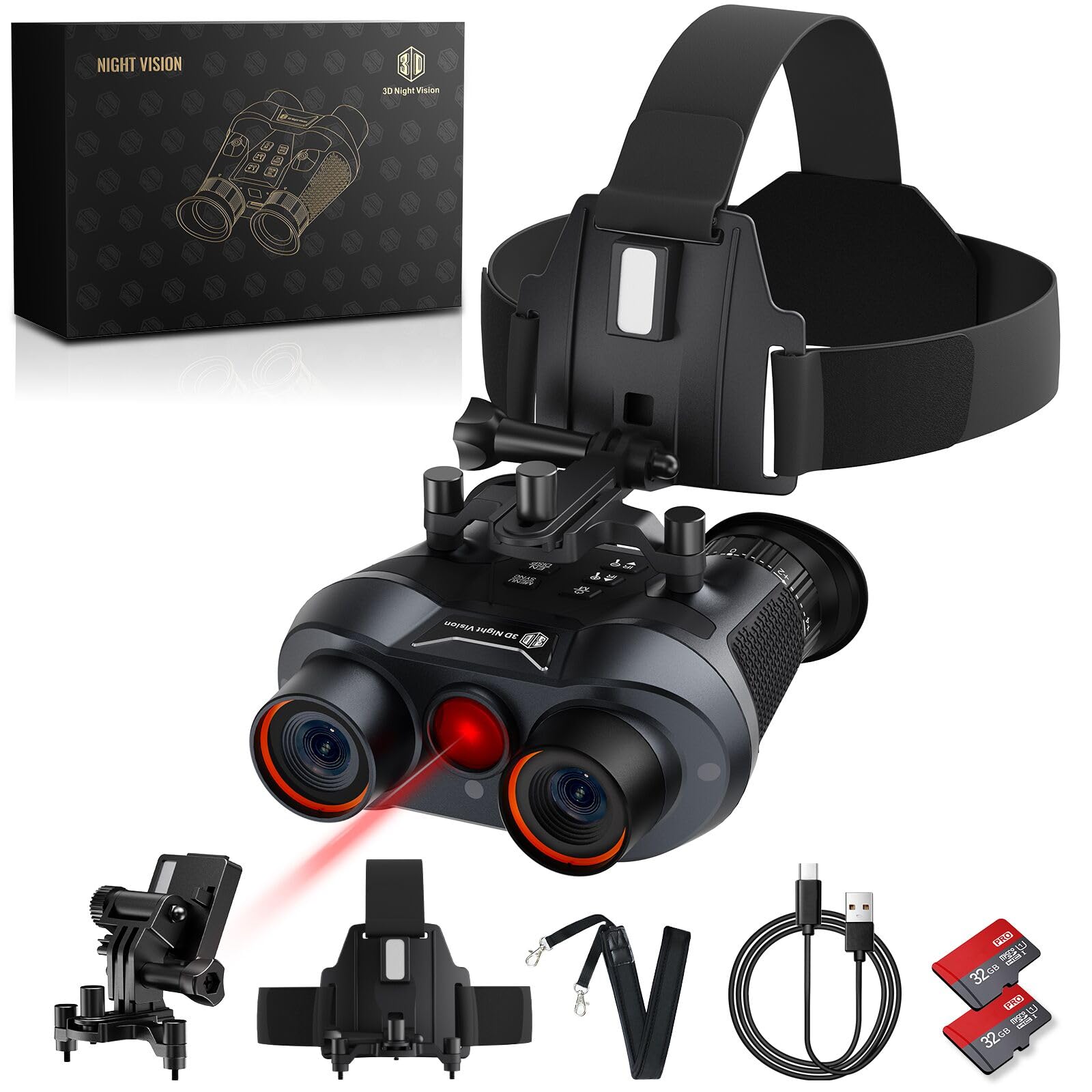 Dsoon 3D Vr Night Vision Goggles - Rechargeable Head-Mounted Binoculars With 8K Uhd & 4K Video, 3D Synthesis,2300Ft Ir Night Vision,36Mp Photos,6X Zoom,Includes 64Gb Tf Card For Hunting Surveillance