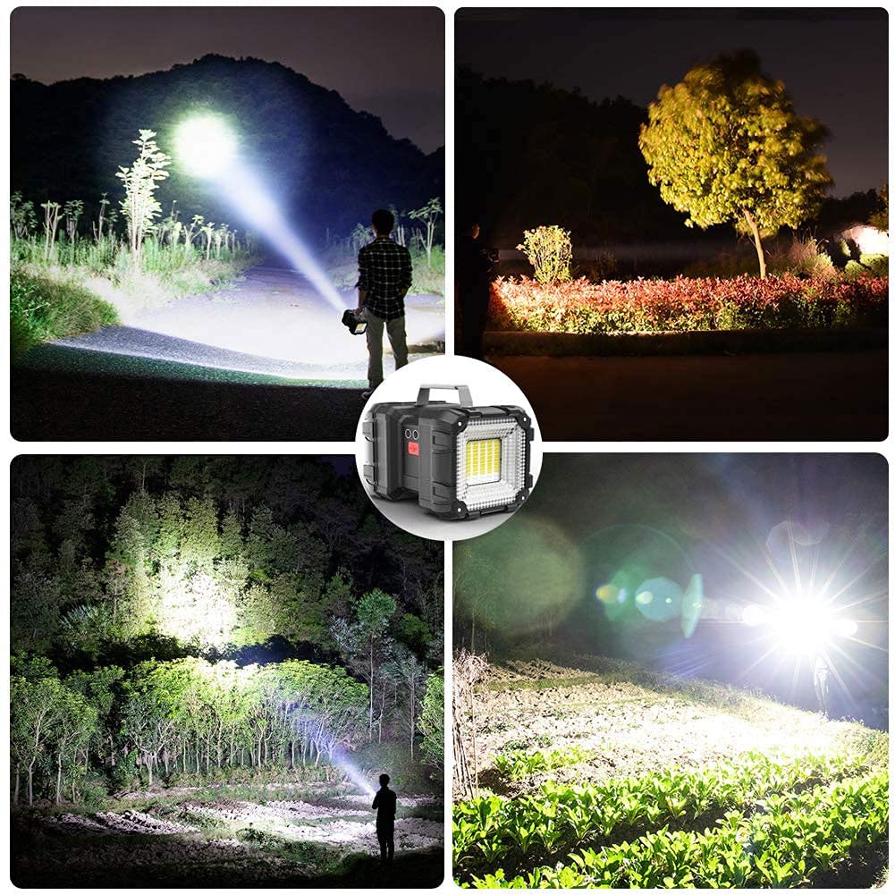 Suyooulin Rechargeable Flashlight, Led Spotlight Flashlight 10000Mah 12000Lm 20H Ultra-Long Standby 3+4 Lights Modes Waterproof Camping Flashlight（55 Leds）