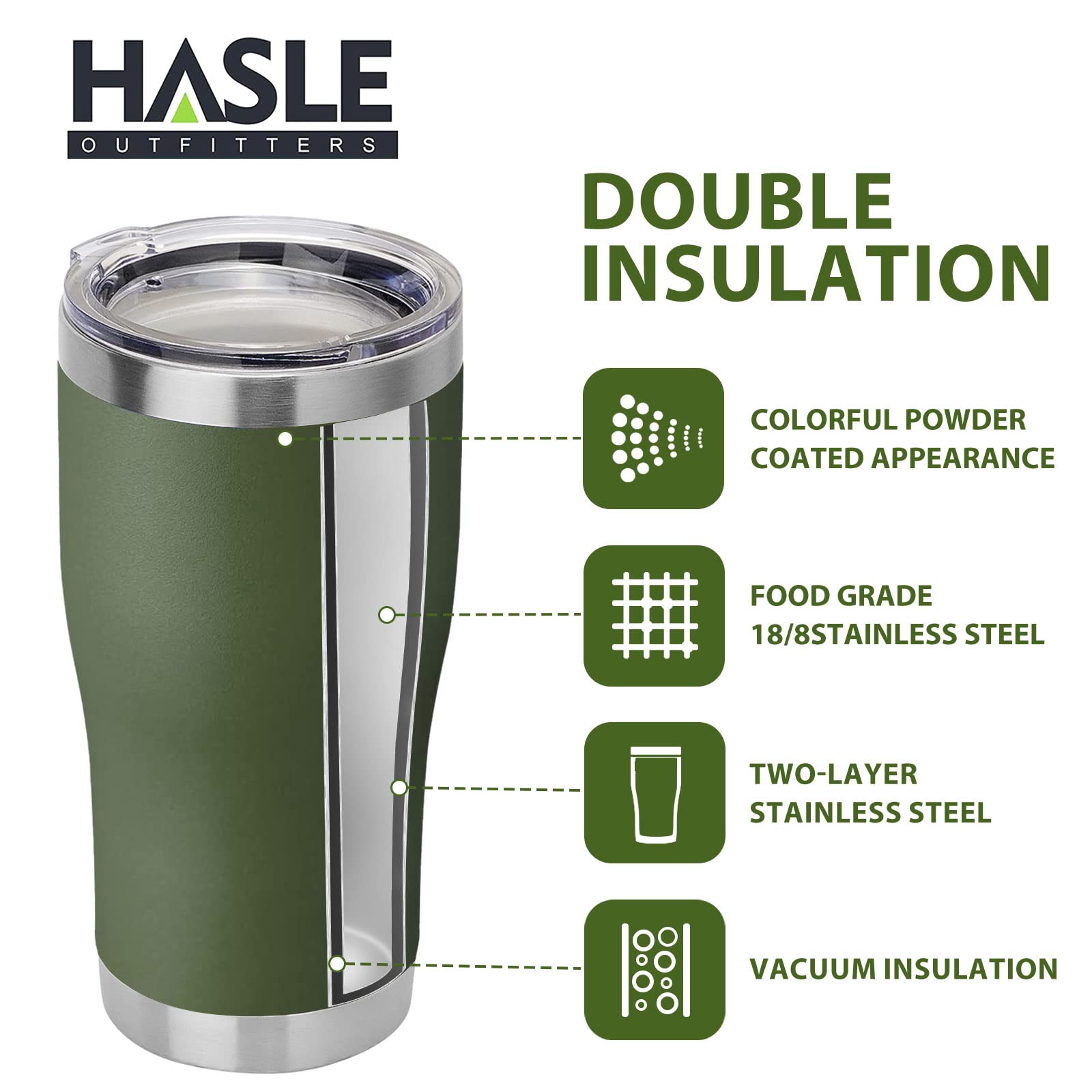 Hasle Outfitters 20 Oz Tumbler Bulk, Stainless Steel Tumblers With Lid, Vacuum Insulated Tumbler