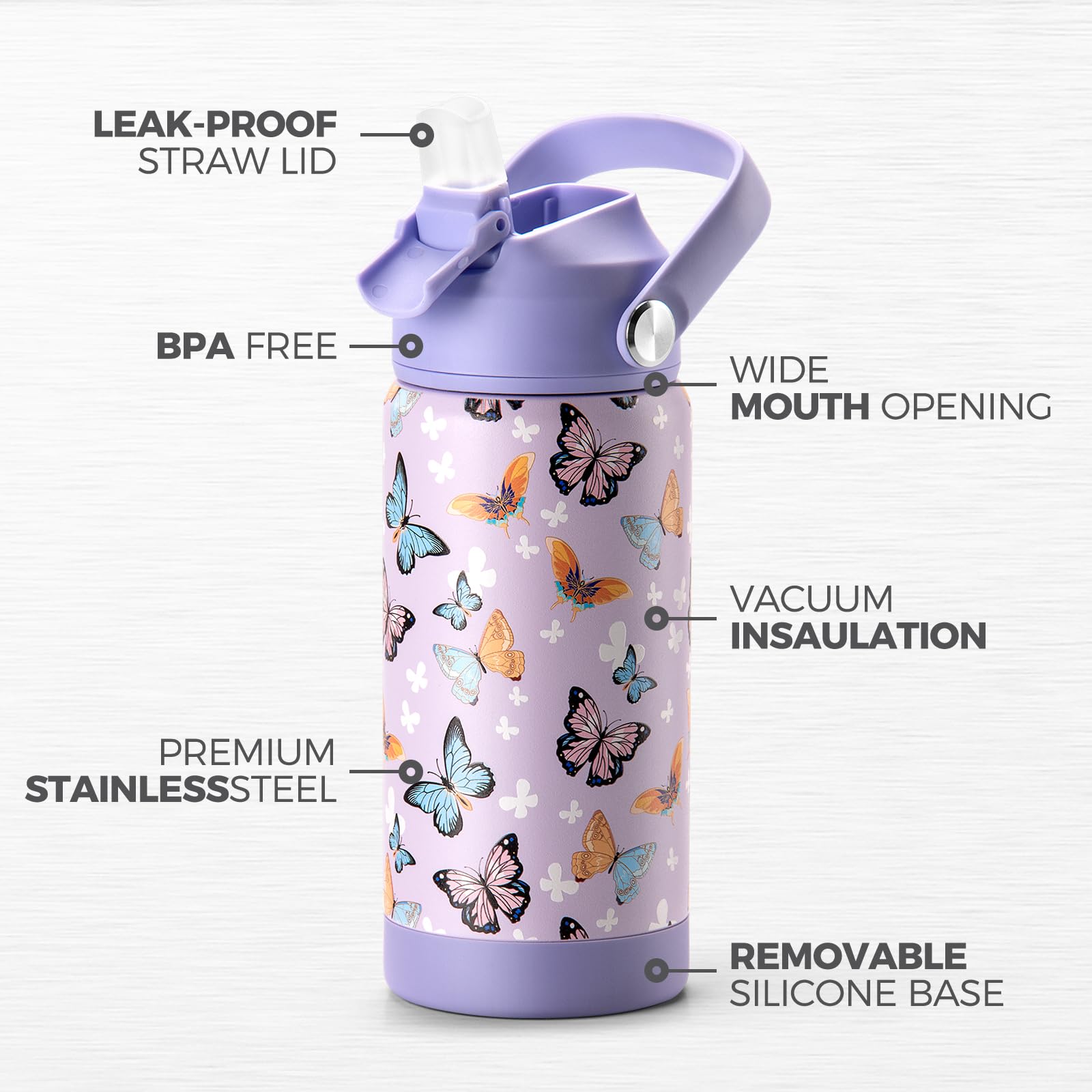 Choco Mocha Kids Water Bottle For School, Girls Insulated Water Bottle Stainless Steel, 14Oz Pink
