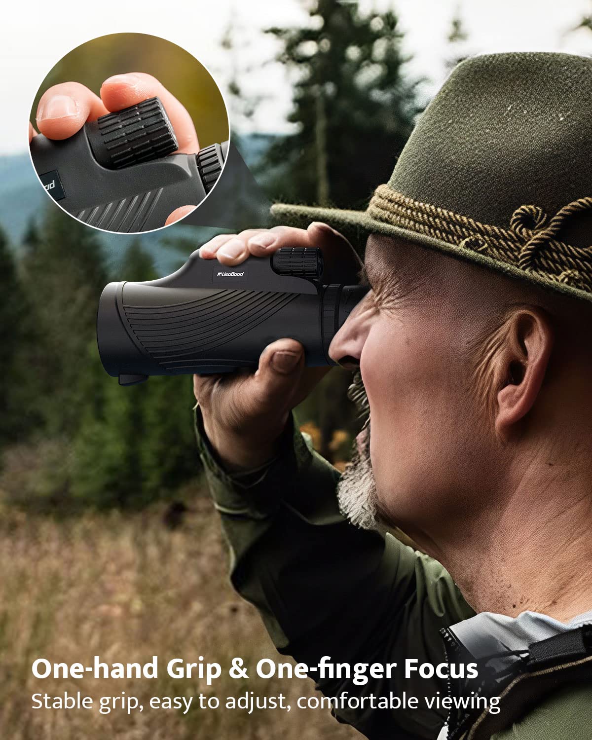 Usogood Monocular Telescope, 10X42 Monoculars For Adults, Compact Portable Waterproof Monocular With Hand Strap, Lightweight Handheld Pocket Telescope For Bird Watching
