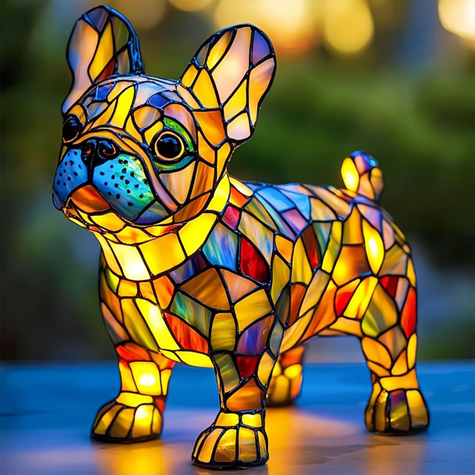 Londraf Corgi Lamp, Dachshund Lamp, Dog Series Art Night Light, Stained Resin Bulldog Tabletop Night Light, Cute Pet Dogs Themed Led Table Lamps With Warm Ambient Glow (Dog-M)