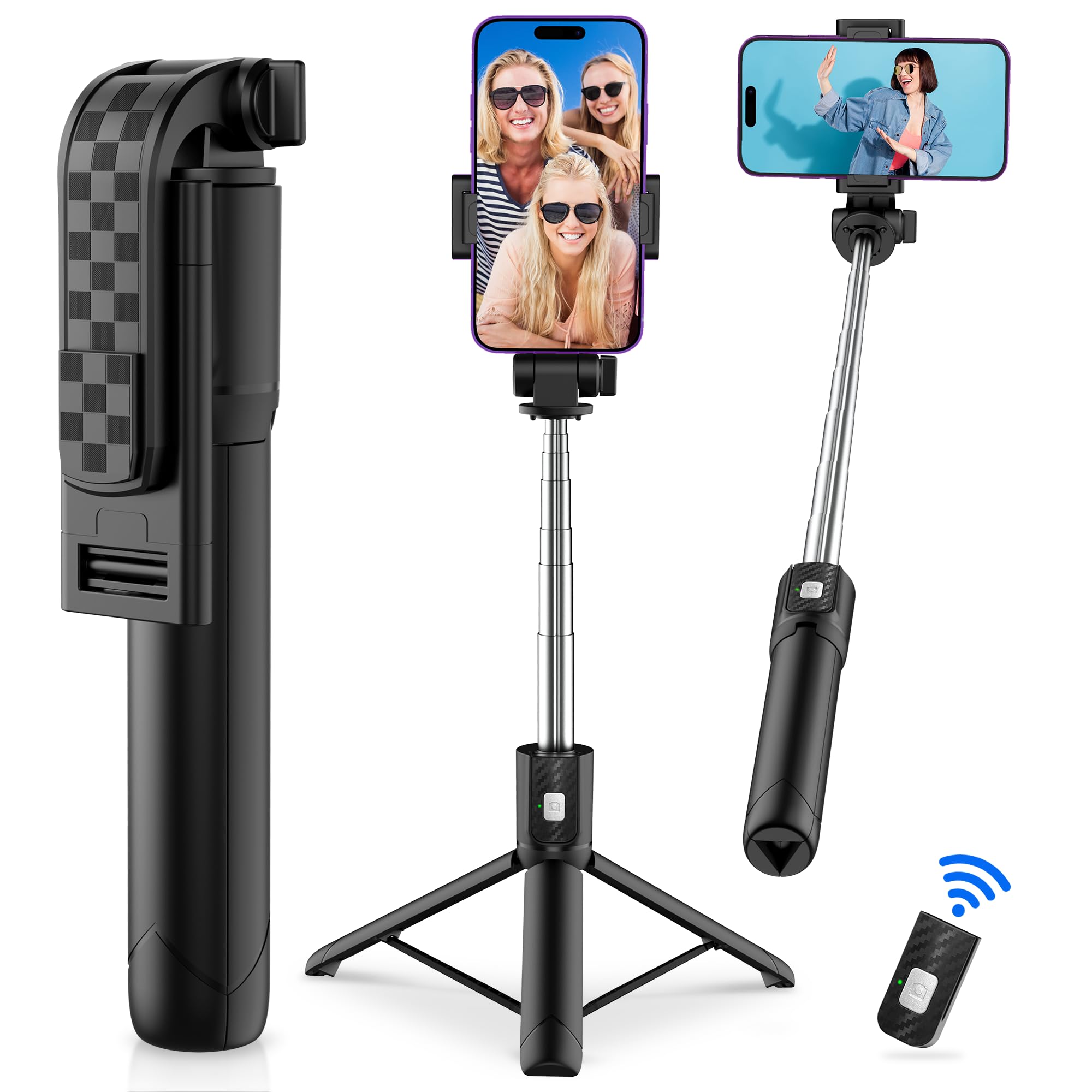Colorlizard Selfie Stick Tripod With Remote, Phone Tripod With Extendable Phone Holder, Portable Selfie Sticktripod For Iphone Android Tiktok Youtube Vlog