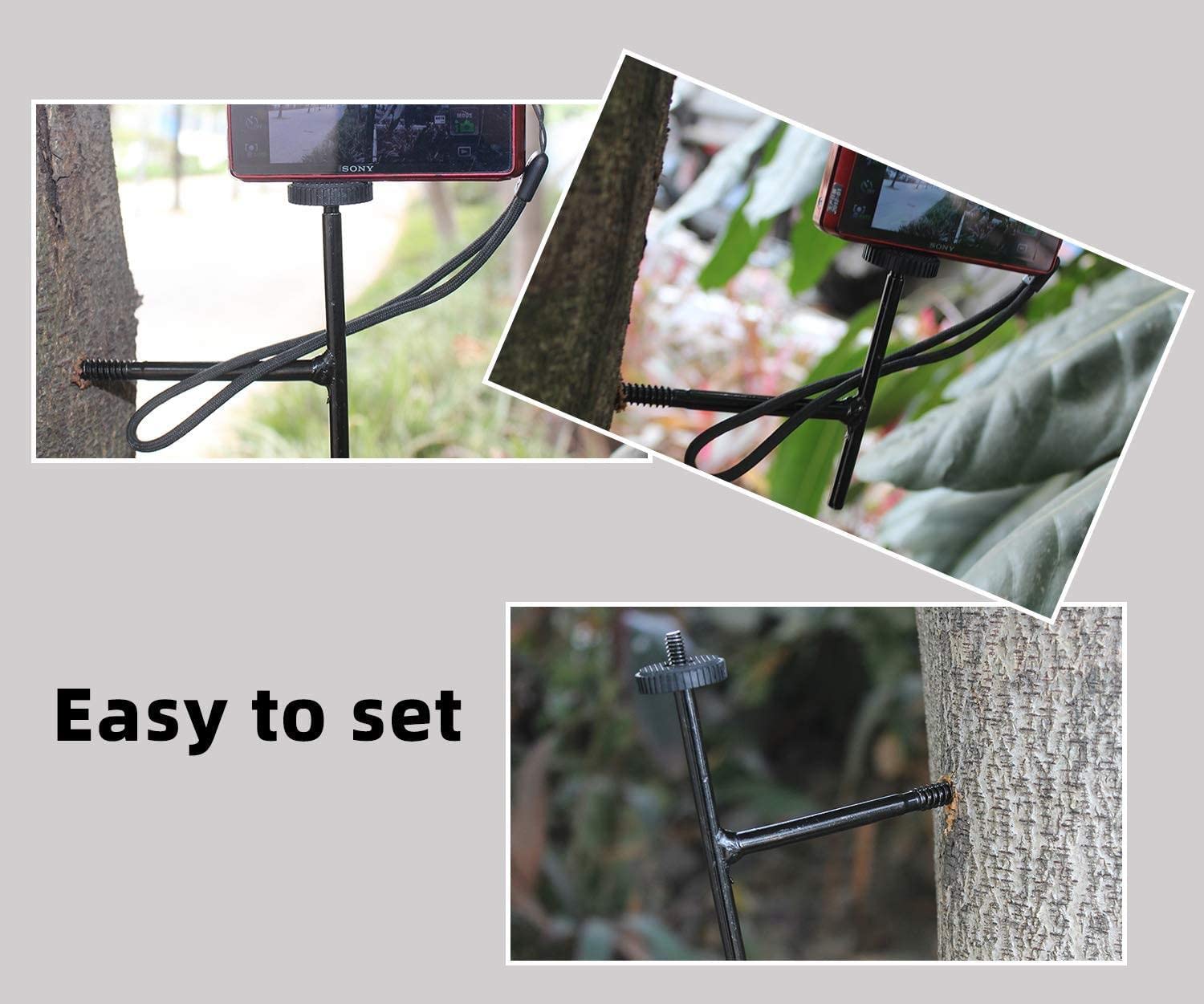 Folgtek 2Pcs Trail Camera Mount Tree Holder Deer Hunting Camera Tree Holder, Trap Camera Tree Mounting Quick Stand, Adjustable Alloy Steel Trail Hunting Accessories Size 10X11 Cm