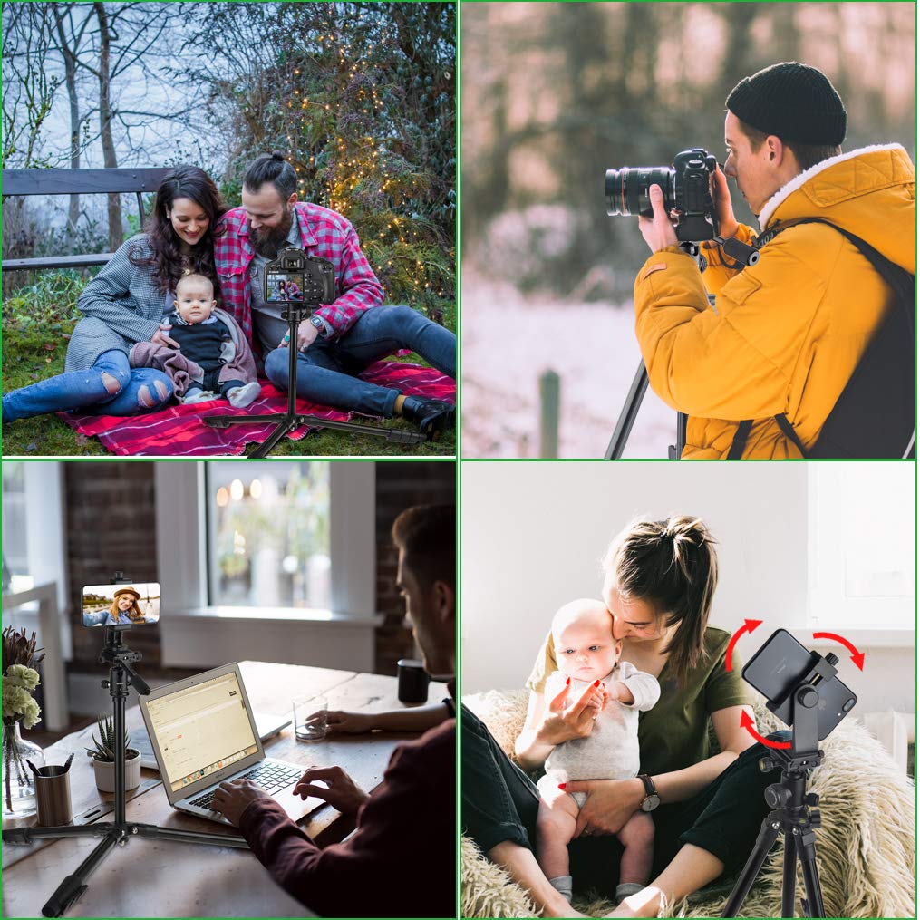 Abithid Camera Tripod For Dslr,Phone Holder Tripod For Camera, Compact Light Video Vlog Blogging Stand With Quick Plate And 360°Pano Rama Ball Head For Travel