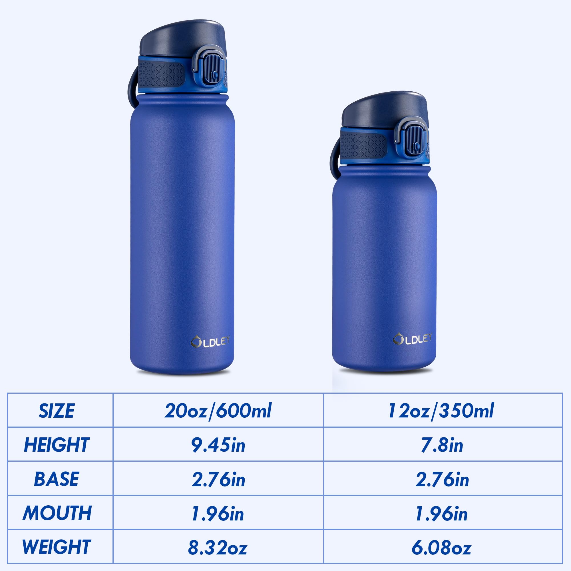 Oldley 12Oz Kids Water Bottle, Stainless Steel Insulated Water Bottle For Kids, With Straws Leak-Pr