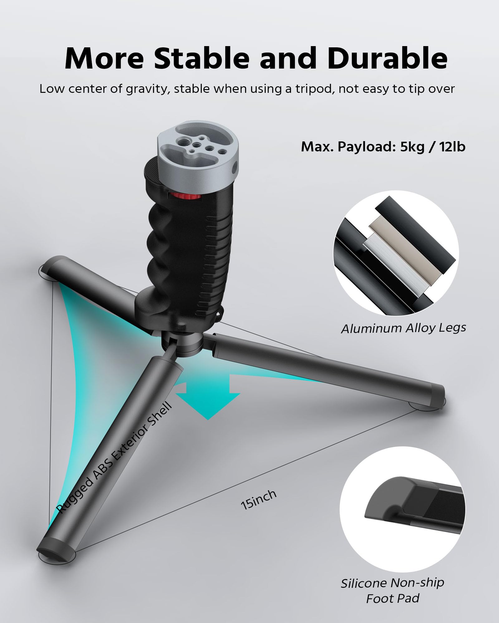Rozoer Compact & Adjustable Mini Tripod With Adapter For Starlink Mini - Portable Tripod With Aluminum Alloy Mount Adapter For Camping, Hiking, Travelling (Handgrip Tripod)