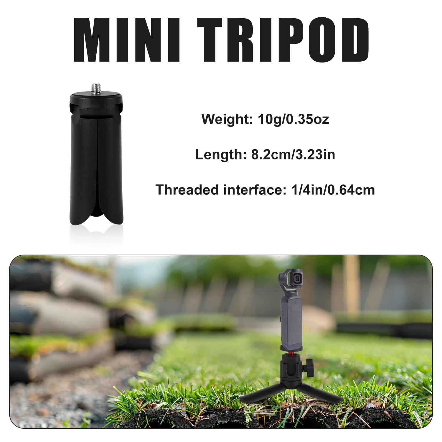 Peutier Mini Tripod For Dji Osmo Pocket 3 & 2, Portable Stand Black Mount Compatible With Osmo Pocket 3 & 2