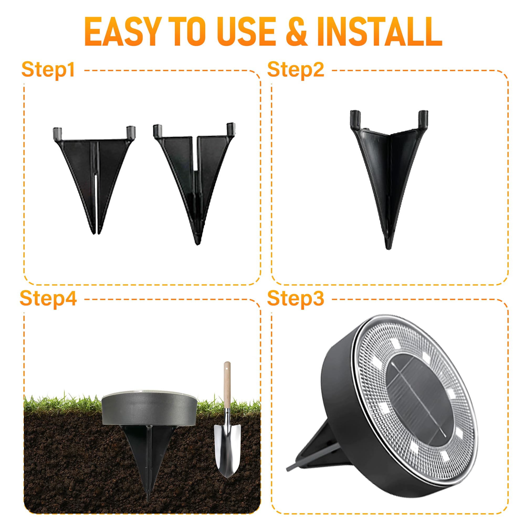 Siatom Lighting Solar In-Ground Lights , Ip68 Waterproof 8 Led Bright Outdoor  Ground Solar Light For Patio Pathway Yard, Paths, Decks, Outdoor Disk Lights -8 Pack (Blue Light)