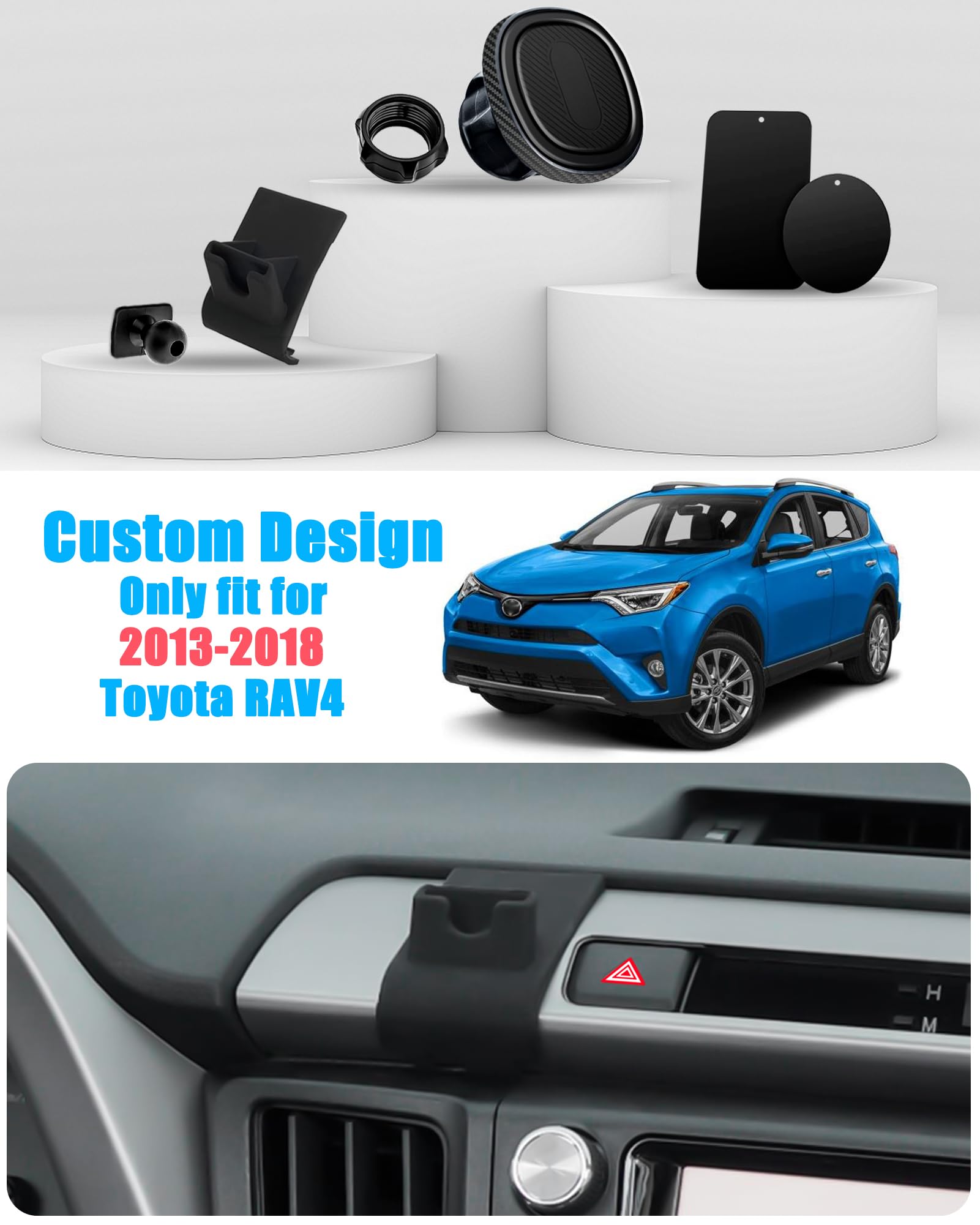 Ve Ve Power Car Phone Holder, Air Vent Hands  Adjustable Phone Stand, Auto Cradles Dashboard Mount For Toyota Rav4 2013-2018, Custom Magnetic Navigation Bracket For All Smartphone, For Iphone