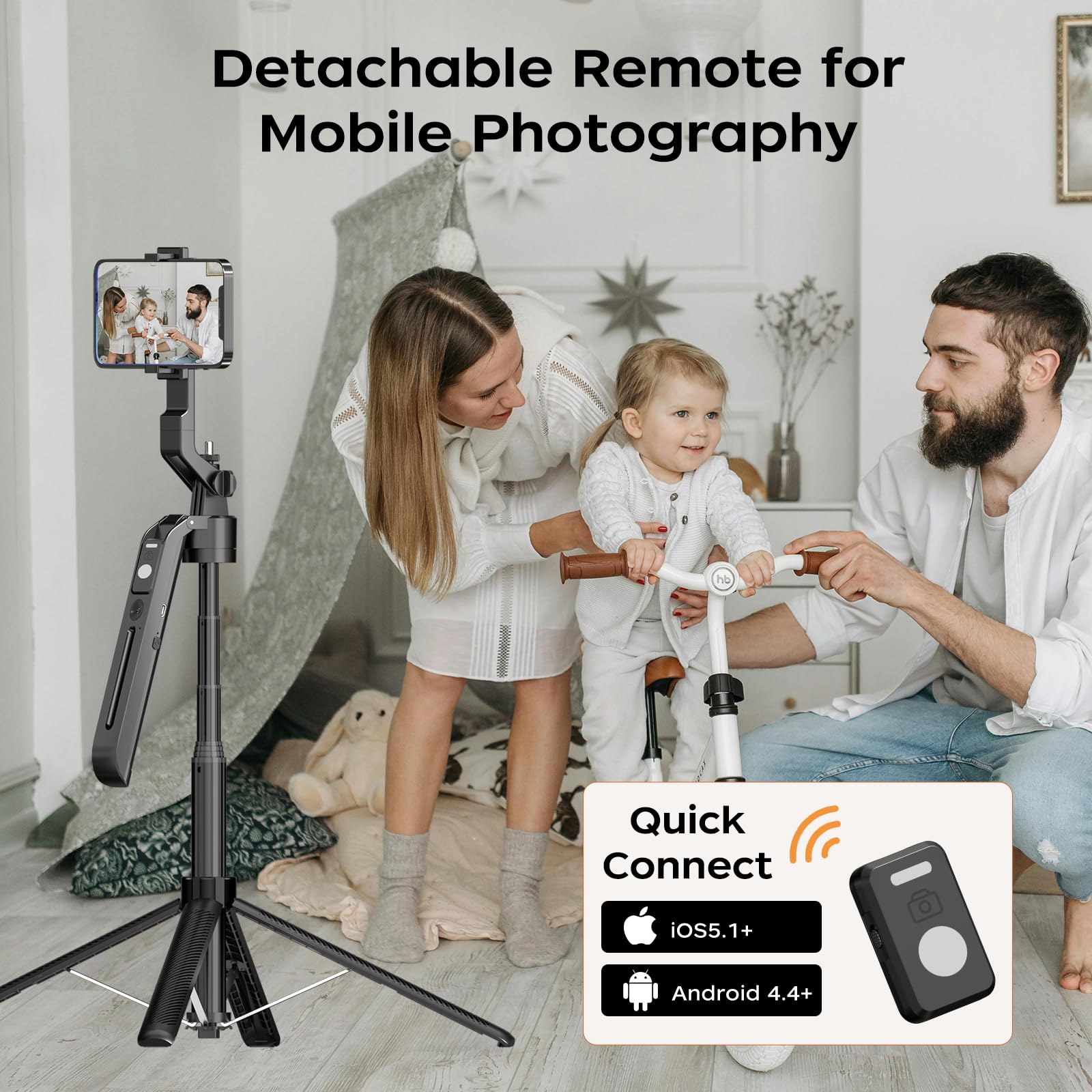 Funsnap Auto Face Tracking Selfie Stick - Extendable, Gesture Control Iphone & Android Tripod For Vlog, Live Streaming, Tiktok
