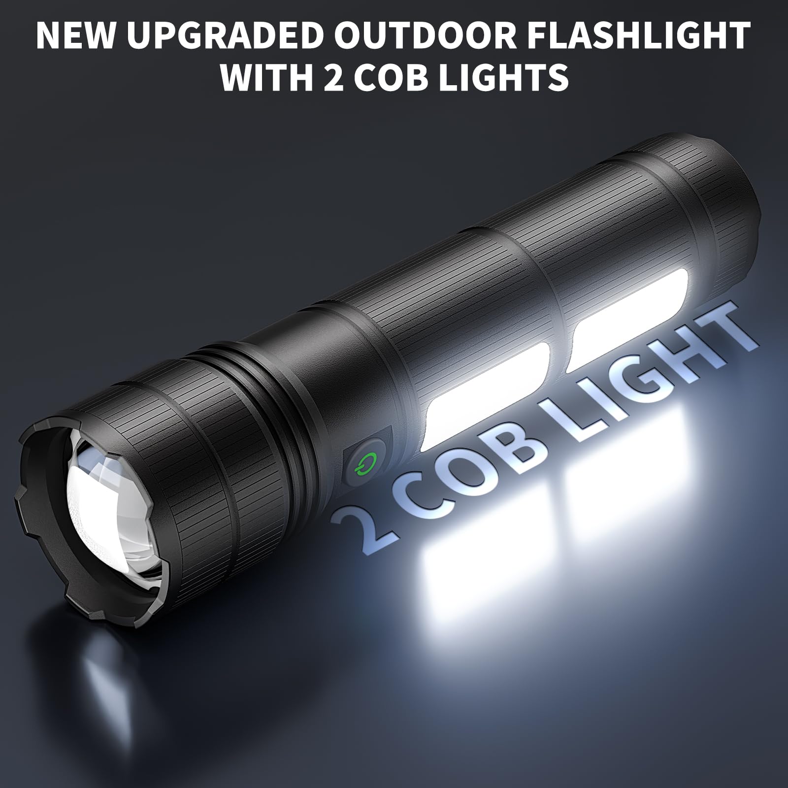 Kingcaesar Rechargeable Flashlights 1000000 High Lumens, Super Bright Flash Light With 2 Cob Light, High Powered Led Flashlights With 4 Modes, 7200 Mah & 24 Hours, Ipx7 Waterproof For Outdoor, Home