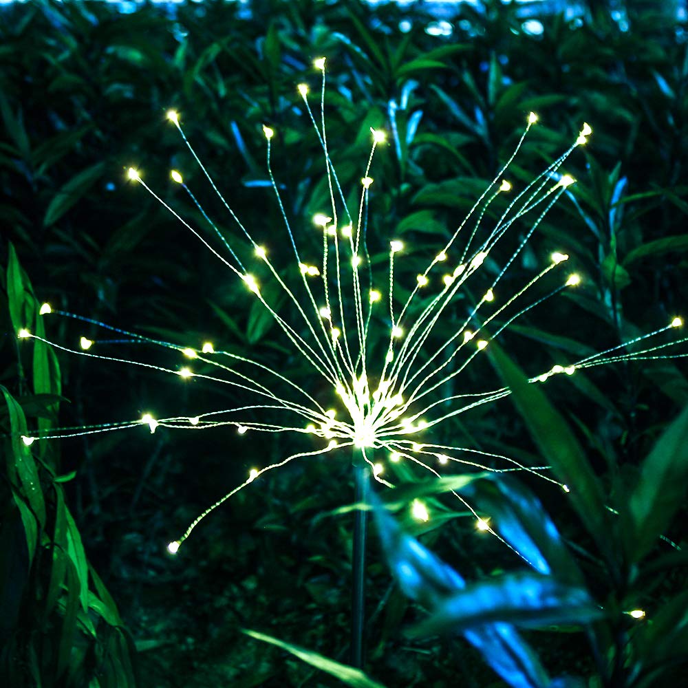 Epic Gadget Solar Firework Light, Epicgadget 105 Led Warm Light Outdoor Firework Solar Garden Decorative Lights For Walkway Pathway Backyard Christmas Decoration Parties (Warm White) (2 Pieces)