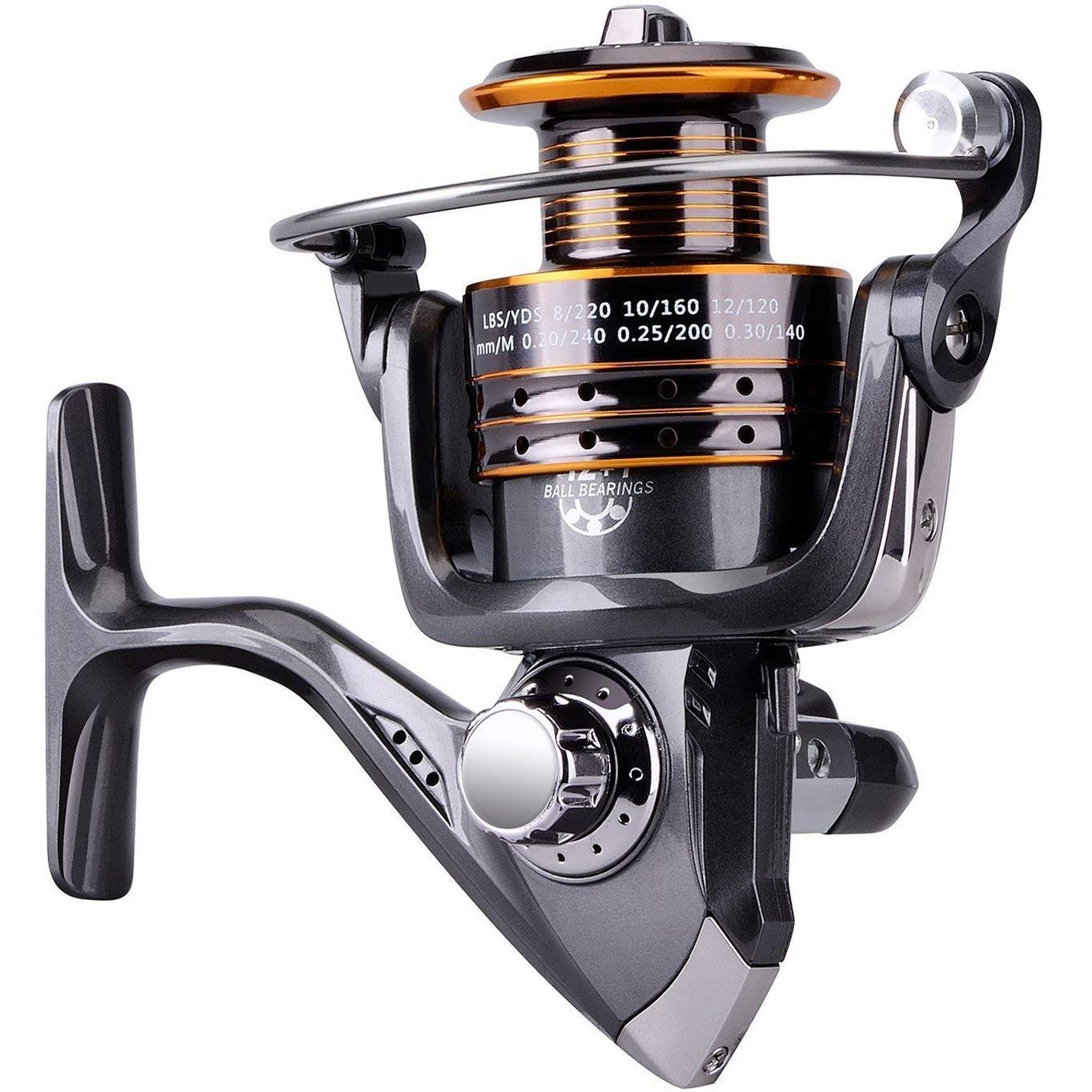 Plusinno Hongying Series Fishing Reels Spinning Freshwater Saltwater With 5.2:1 Gear Ratio Metal Body Left/Right Interchangeable Collapsible Handle Spinning Fishing Reel