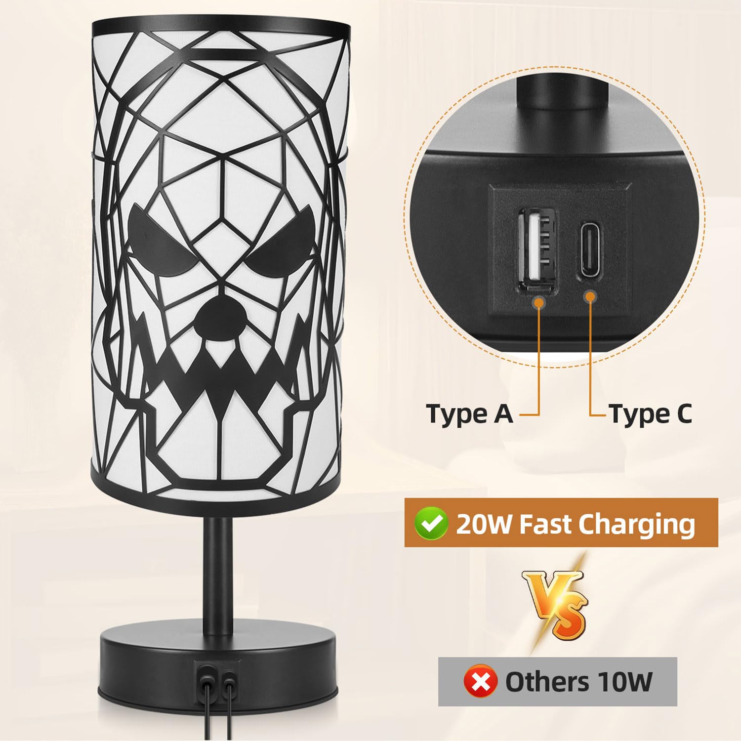 Lampylife Black Skull Lamps For Bedroom: Skeleton Lamp 3-Way Dimmable Touch Control Table Lamp For Gothic Decor,Anniversary Birthday Halloween Christmas Decorations Skull Light