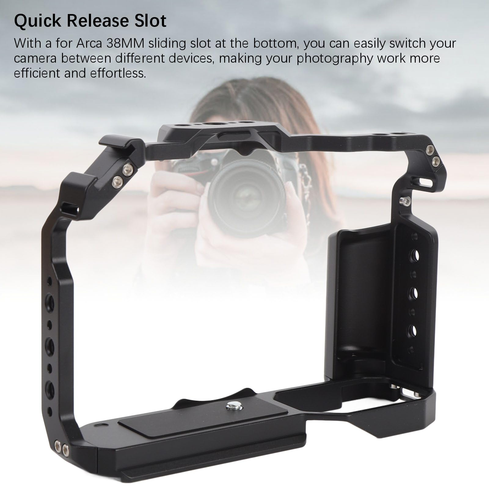 Ciciglow Camera Cage For Zf, Aluminum Alloy Camera Rig Cold Shoe And 1/4 3/8 Screw Mouting, Camcorder Stabilizer Extension Cage, Video Filmmaking Stabilizer Rig