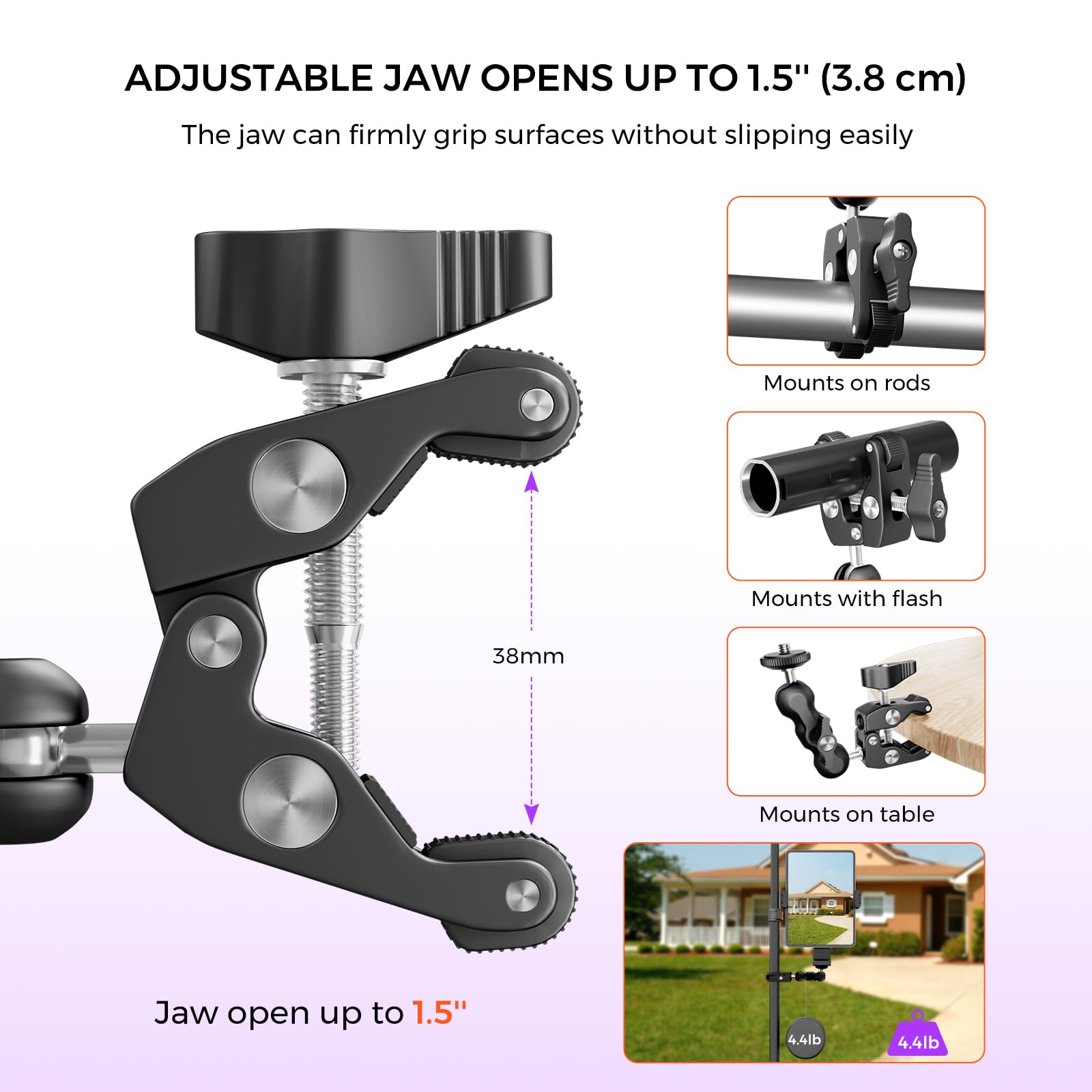 Nearstream Super Clamp Mount With 360 Ball Head - Motorcycle/Bike/Pole Clamp For Dslr/Action Camera/Field Monitor/Led Light