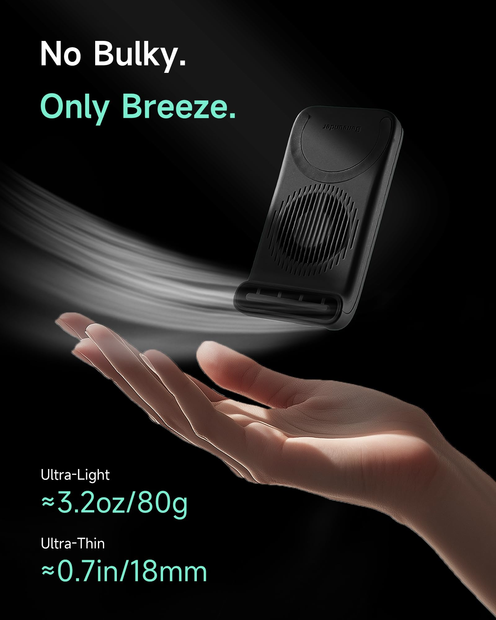Beneunder handheld fan with magnetic ring, small and portable, MagSafe compatible for easy cooling use