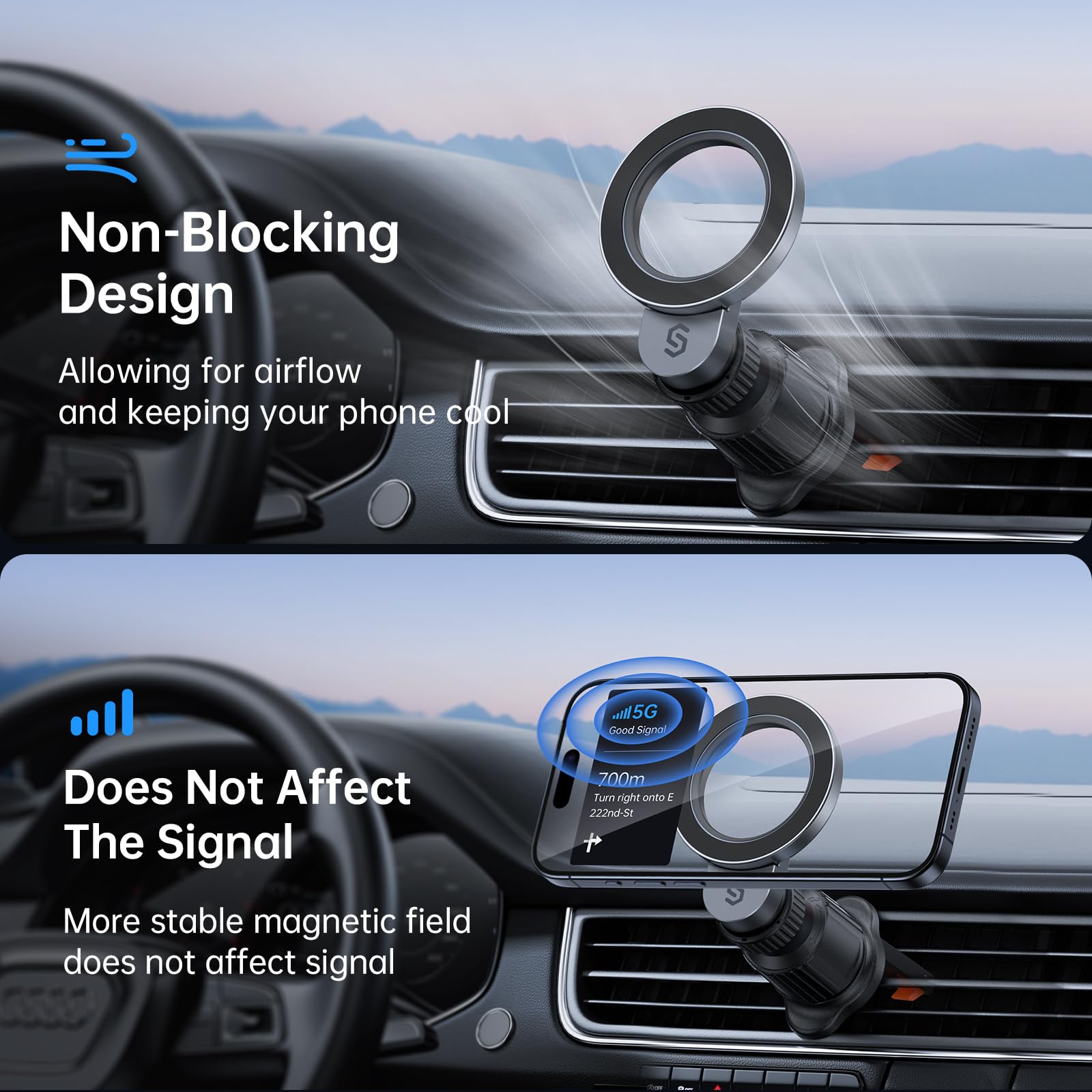 Syncwire For Magsafe Car Mount, 【360° 】【Strongest Magnet】 Magnetic Phone Holder For Car Vent, Hands  Car Air Vent Accessories For Women Men Iphone 16 Pro Max 15 14 13, Samsung S25 All Smartphones
