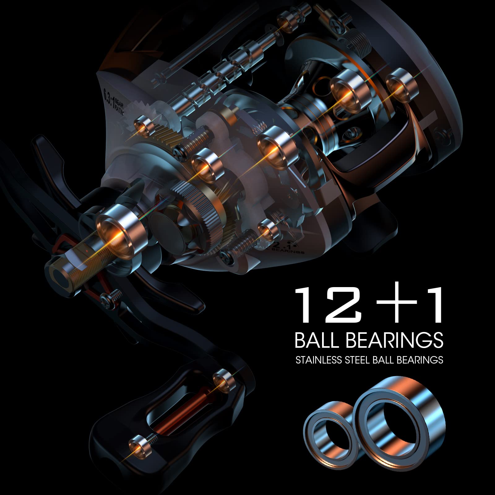 Lixada Fishing Reels, Baitcaster Reel Strong Corrosion Resistance Metal Saltwater Baitcasting Reel With Magnetic Braking System