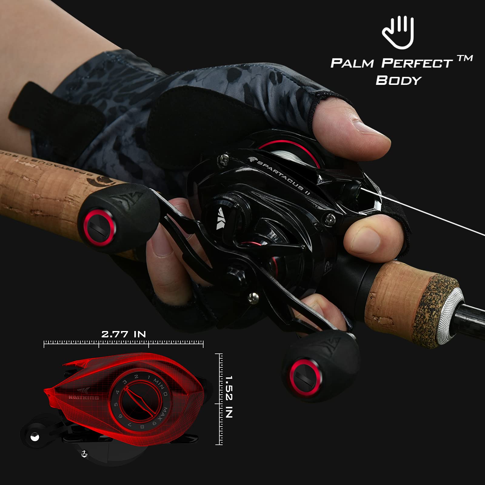 Kastking Spartacus Ii Baitcasting Fishing Reel, 6Oz Ultralight Baitcaster Reel, Super Smooth With 17.6 Lb Carbon Fiber Drag, 7.2:1 Gear Ratio, 39Mm Palm Perfect Lower Profile Design