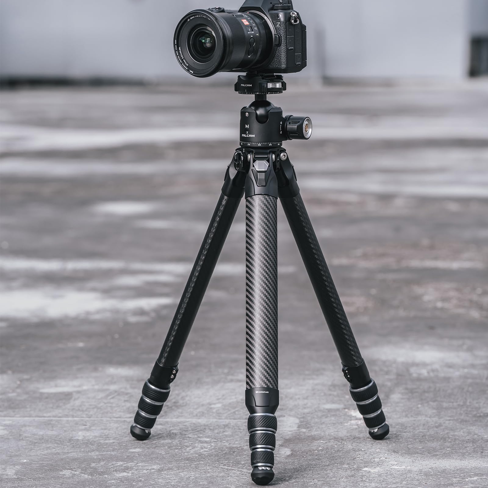 Kongeeker Falcam Treeroot F38 Pro Carbon Fiber Tripod, 61" Quick Lock Travel Tripod, 5Kg Load, F22 Interfaces, 1/4" Screw, Carry Strap Holes For Dslr, Mirrorless, And Video Cameras (R140T)