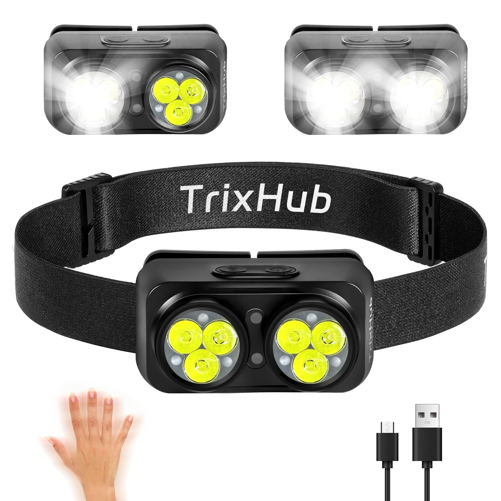 Trixhub Rechargeable Flashlights 2 Pack, 990,000 Lumens Super Bright Flashlight With Lcd Digital Display And Headlamp Rechargeable, 18000-Lumen Super Bright Camping Essentials