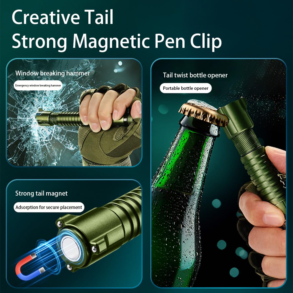 Pasiion Edc Flashlight 600Lm Rechargeable Pocket Flashlight With Side Light, Magnetic Clip & Base,  Bottle Opene For Home, Camping And Emergencies