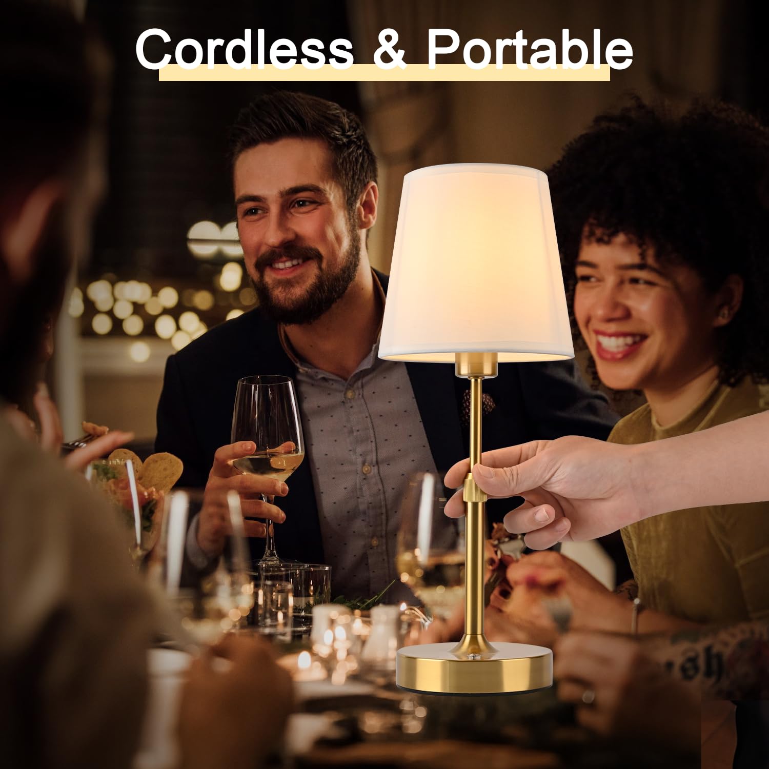 Hiseego Cordless Lamp-Battery Operated Table Lamp-5200Mah Rechargeable With Height Adjustable, Stepless Dimming Touch Control Wireless Lamp For Bedroom, Dining Table, Kitchen Counter, Nightstand(Gold)