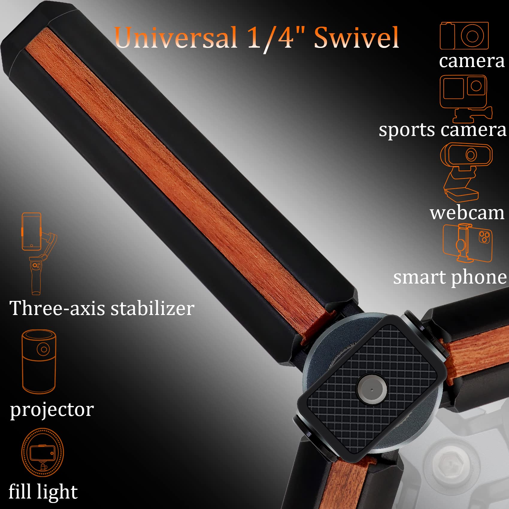Poyinco Mini Tabletop Tripod Portable Iphone Tripod 1/4""-20 Mounting Screw And Folding Feet, Damping Fine Adjustment 150°，Fits For Selfie Stick, Camera Perfect For Photography Vlogging And Youtube.