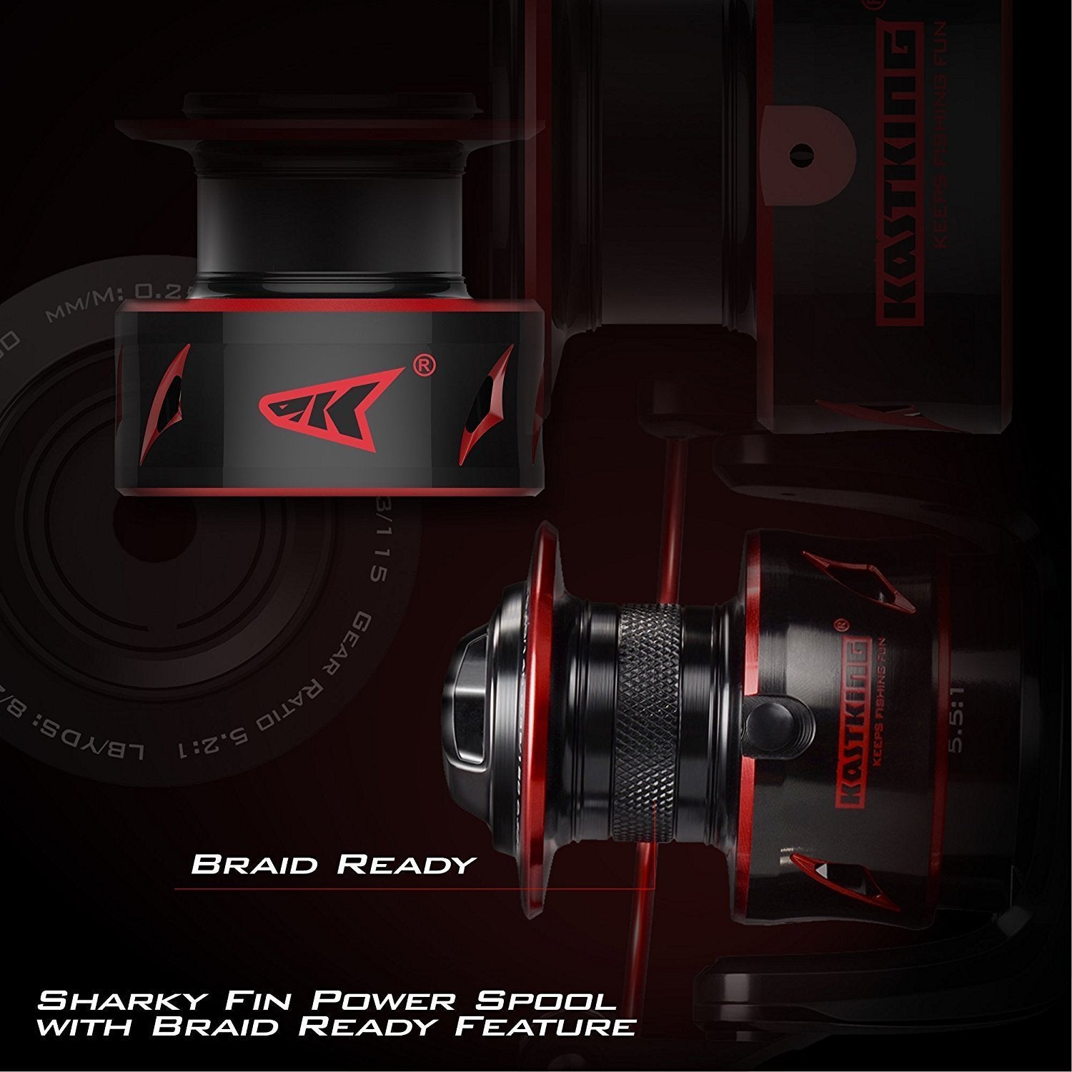 Kastking Sharky Baitfeeder Iii Spinning Fishing Reel,Size 6000, Kong Fishing Rod, Spinning Rod 2 Pc 10' Mh