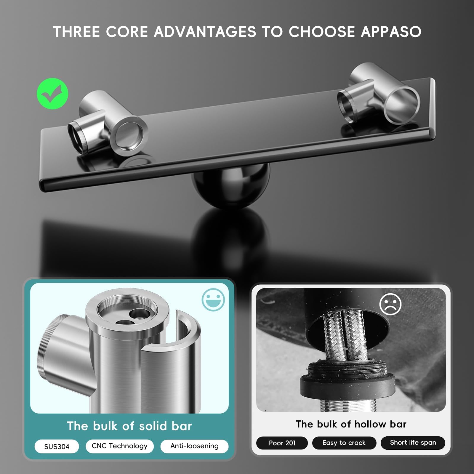 Appaso Stainless Steel Kitchen Faucet With Soap Dispenser, Pull Down Sprayer 3 Modes, Brushed Nickel High Arc Single Handle Gooseneck Faucets For 1 To 4 Holes Sink, Farmhouse, Rv, Bar, Laundry